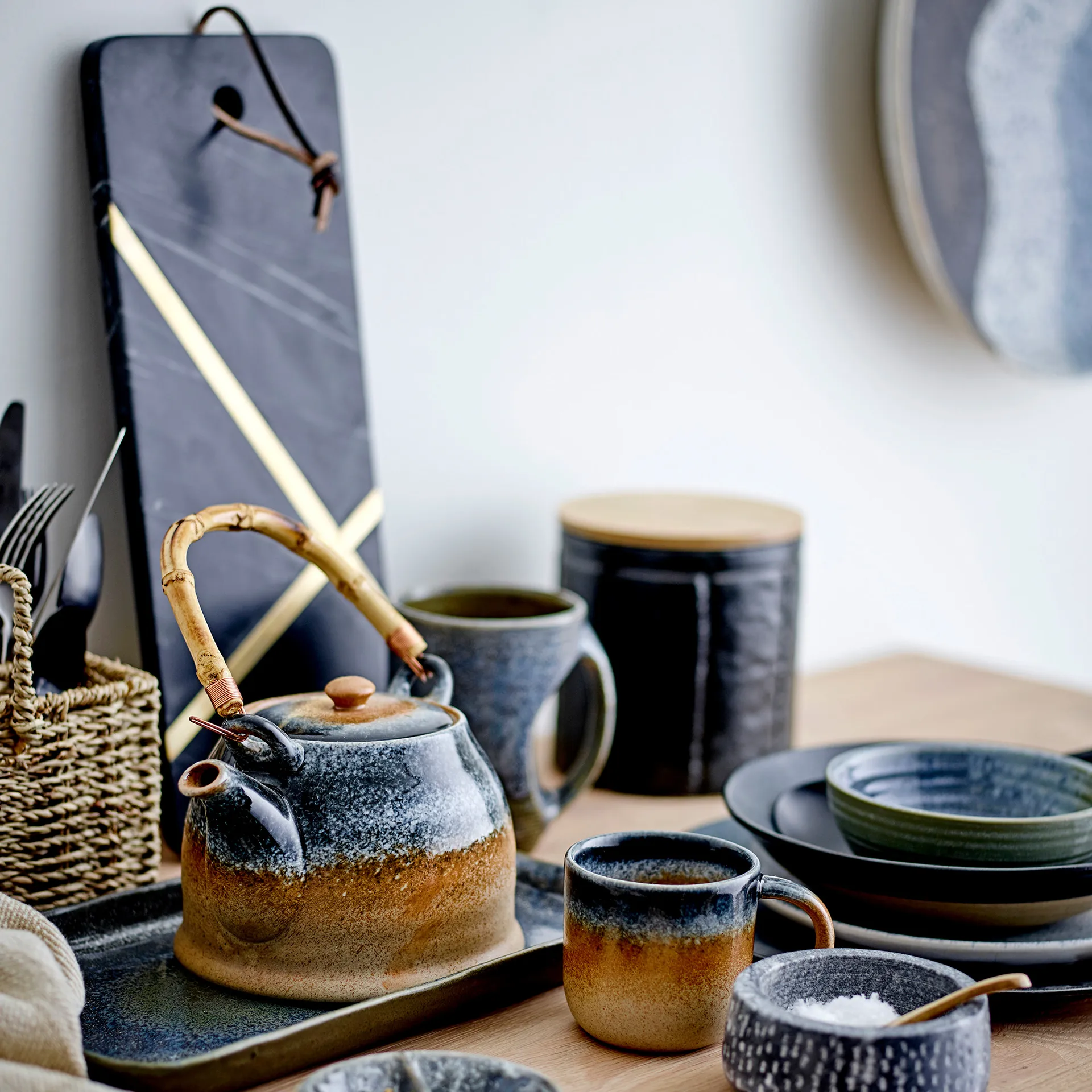 Planche à découper Elsi Marbre 15,5x40,5 cm, Noir Bloomingville