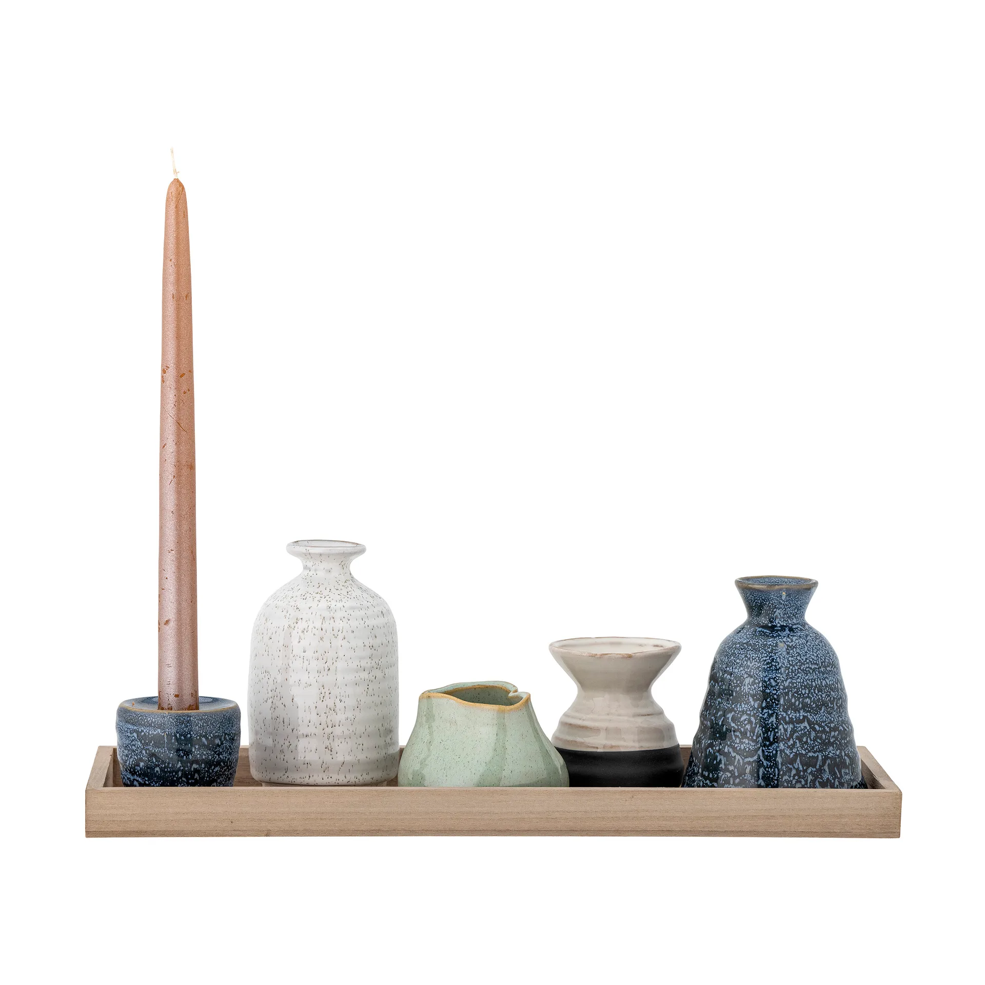 Plateau avec bougeoir Longo 42 cm, Blue Bloomingville