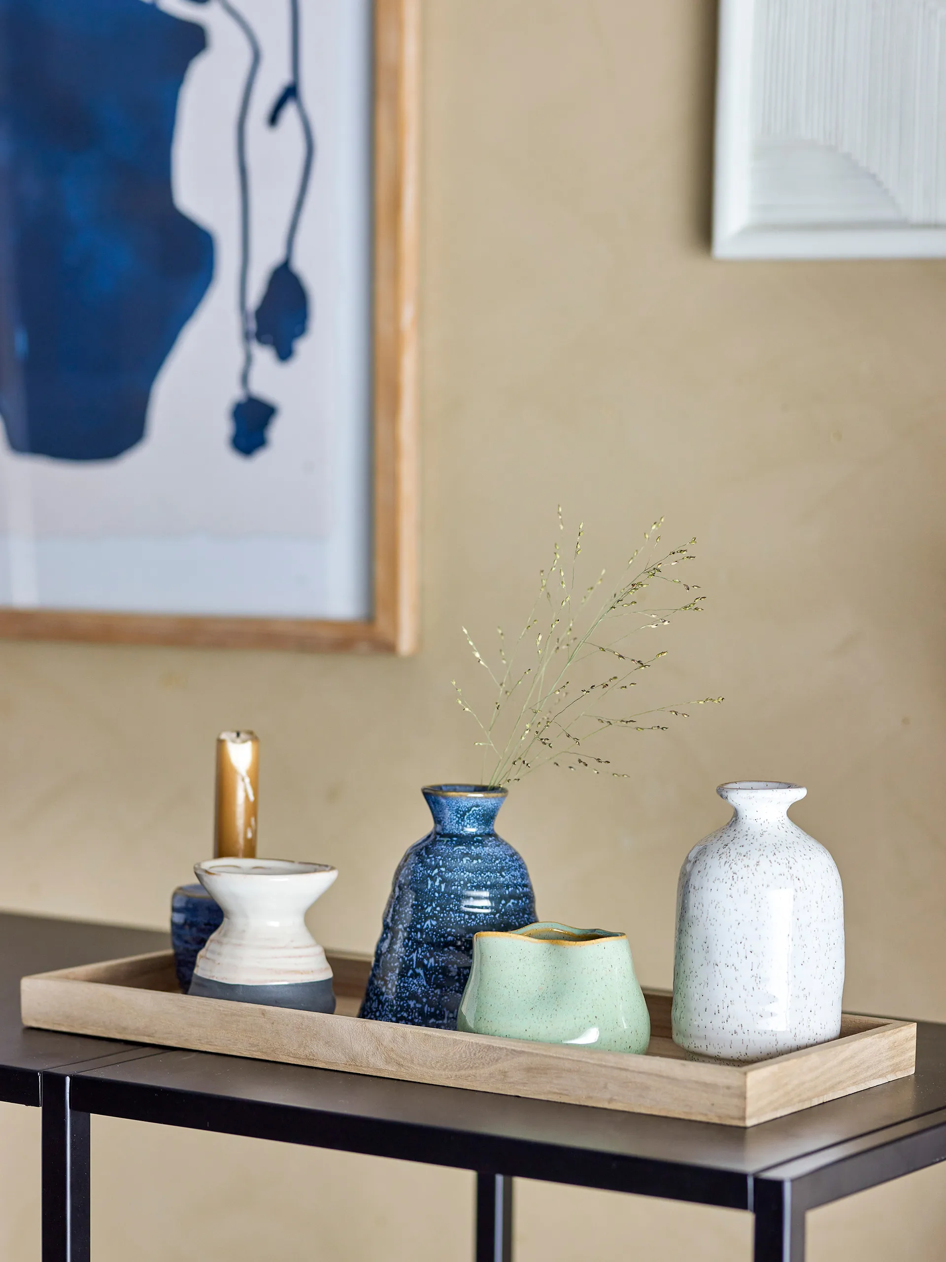 Plateau avec bougeoir Longo 42 cm, Blue Bloomingville