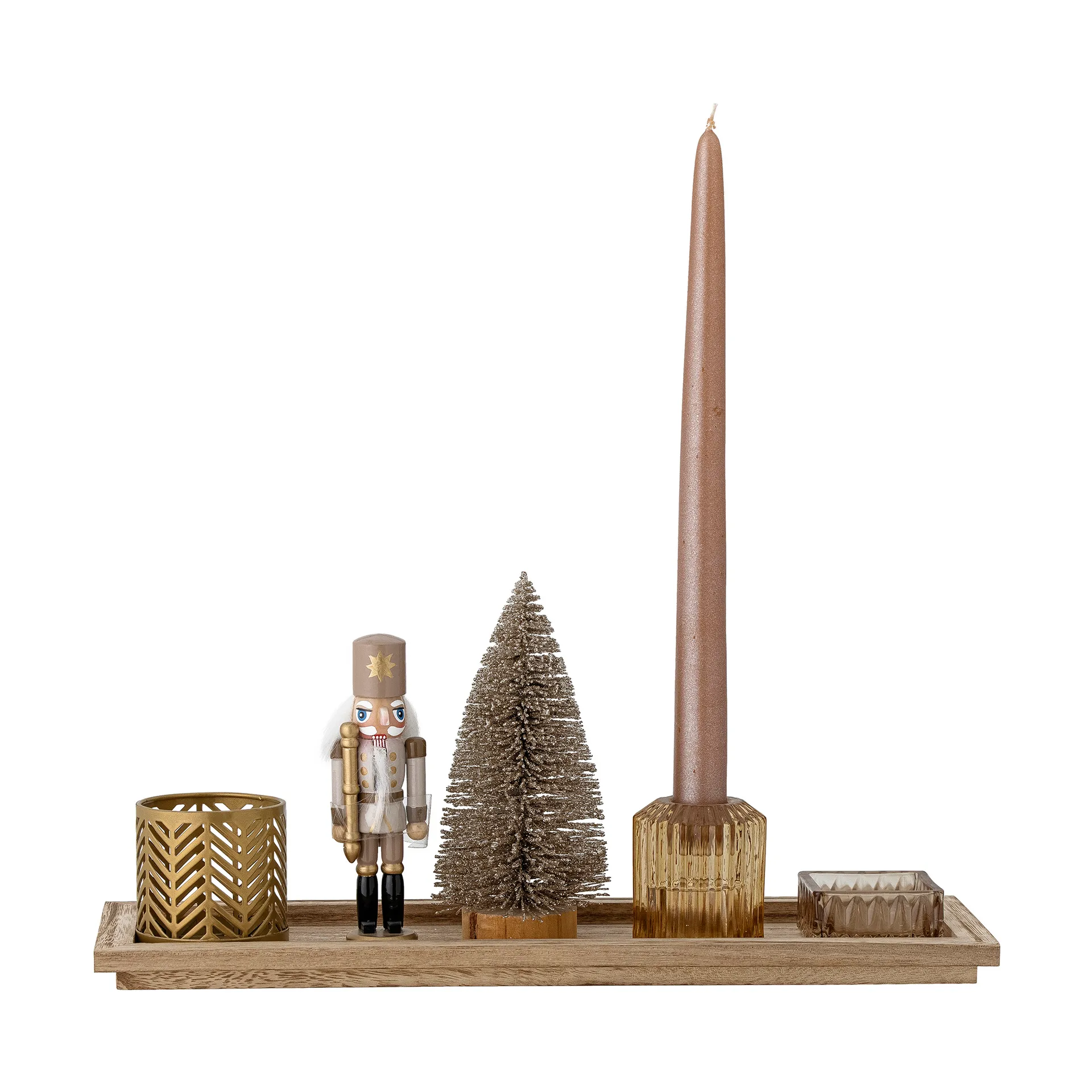 Plateau avec bougeoir Sanga Noël 6 pièces, Marron Bloomingville