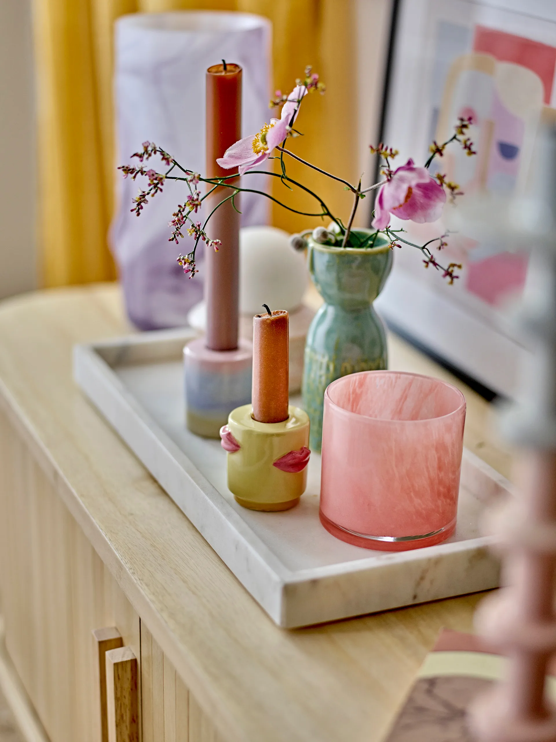 Plateau de décoration Majsa 18x38 cm, White marble Bloomingville