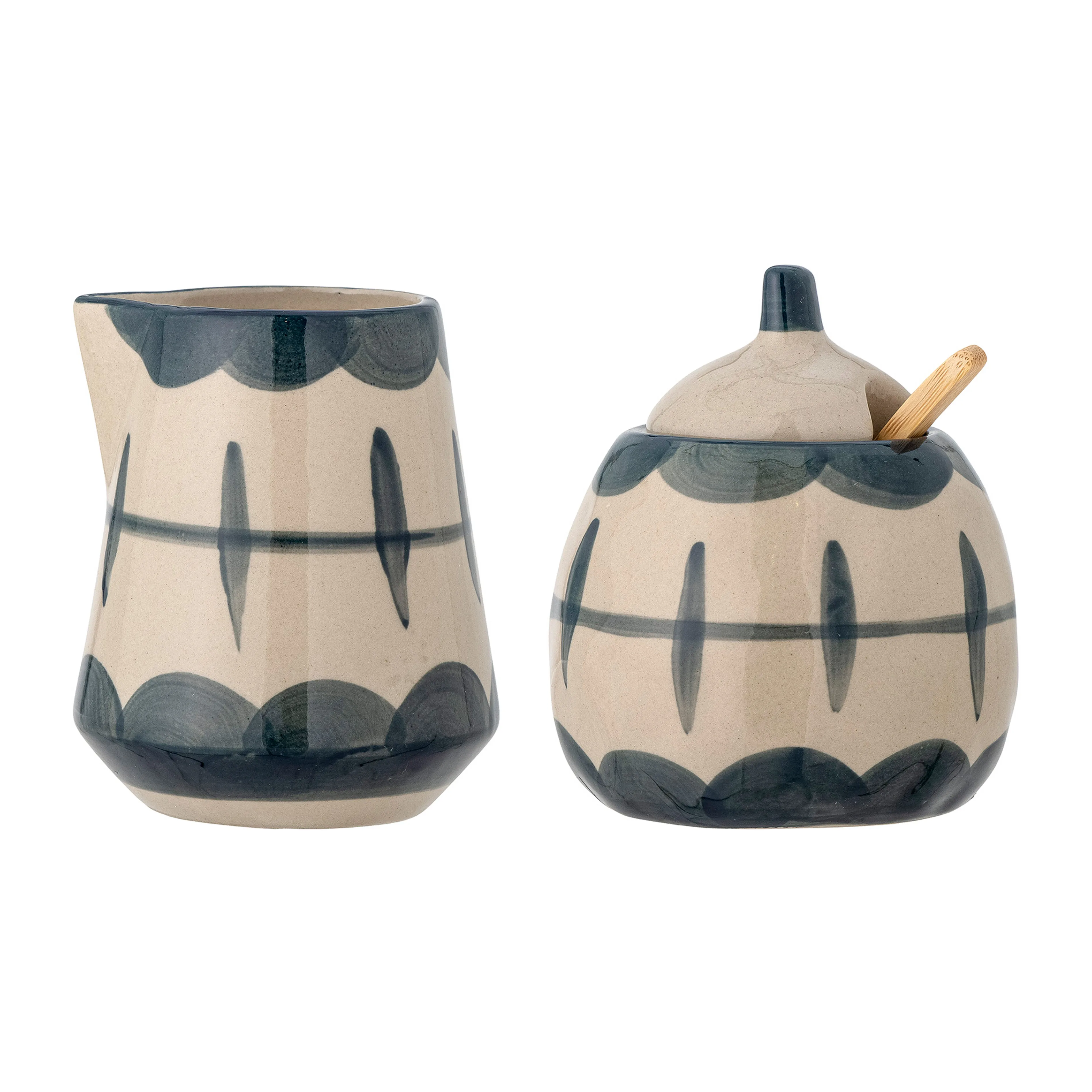Pot à Lait Et Sucrier Années 50 - Forme Géométrique Moderniste - Métal Argenté Brillant