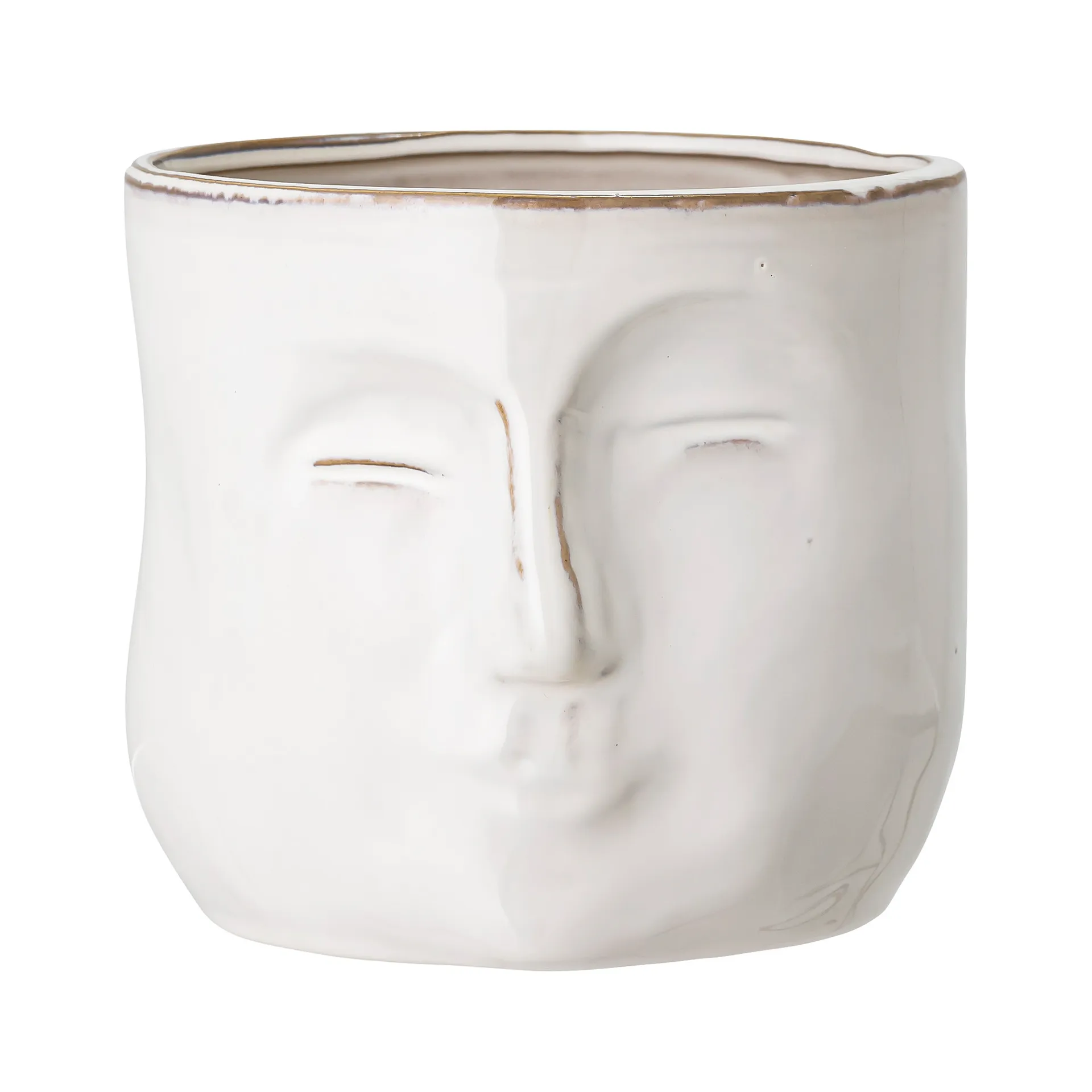 Pot avec visage Bloomingville 16,5x18 cm, Blanc Bloomingville