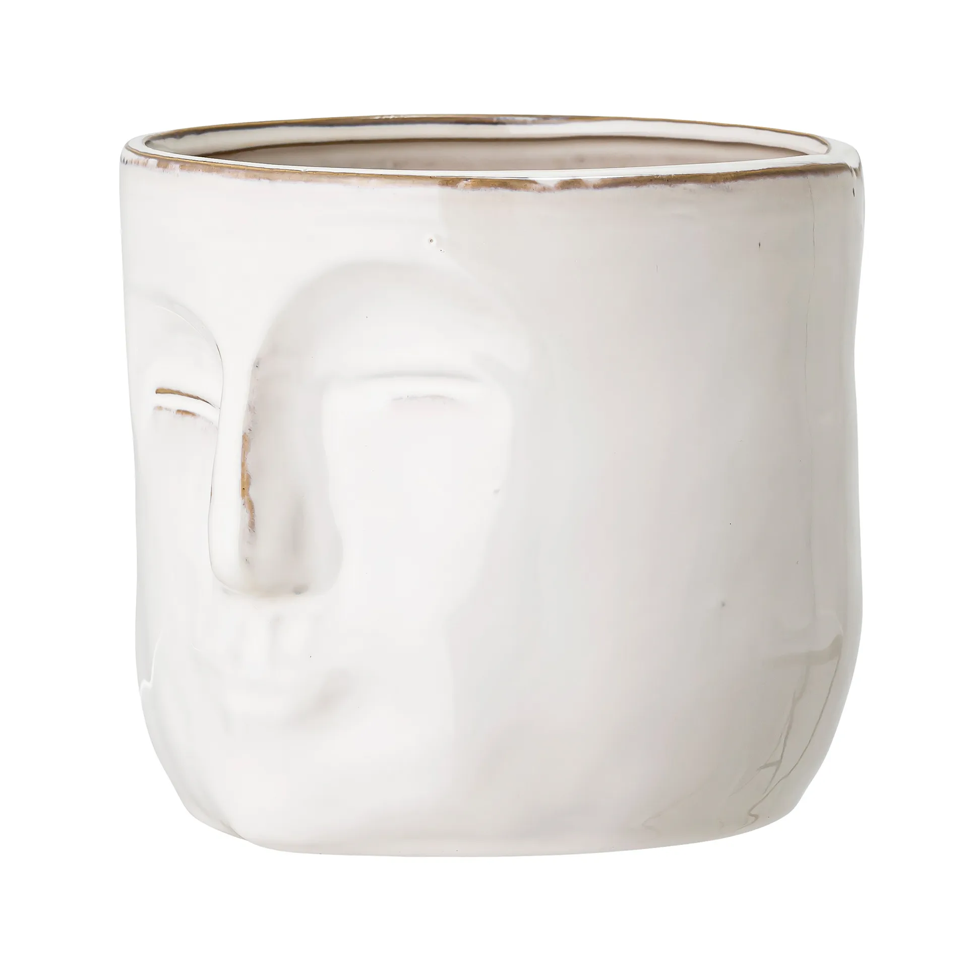Pot avec visage Bloomingville 16,5x18 cm, Blanc Bloomingville