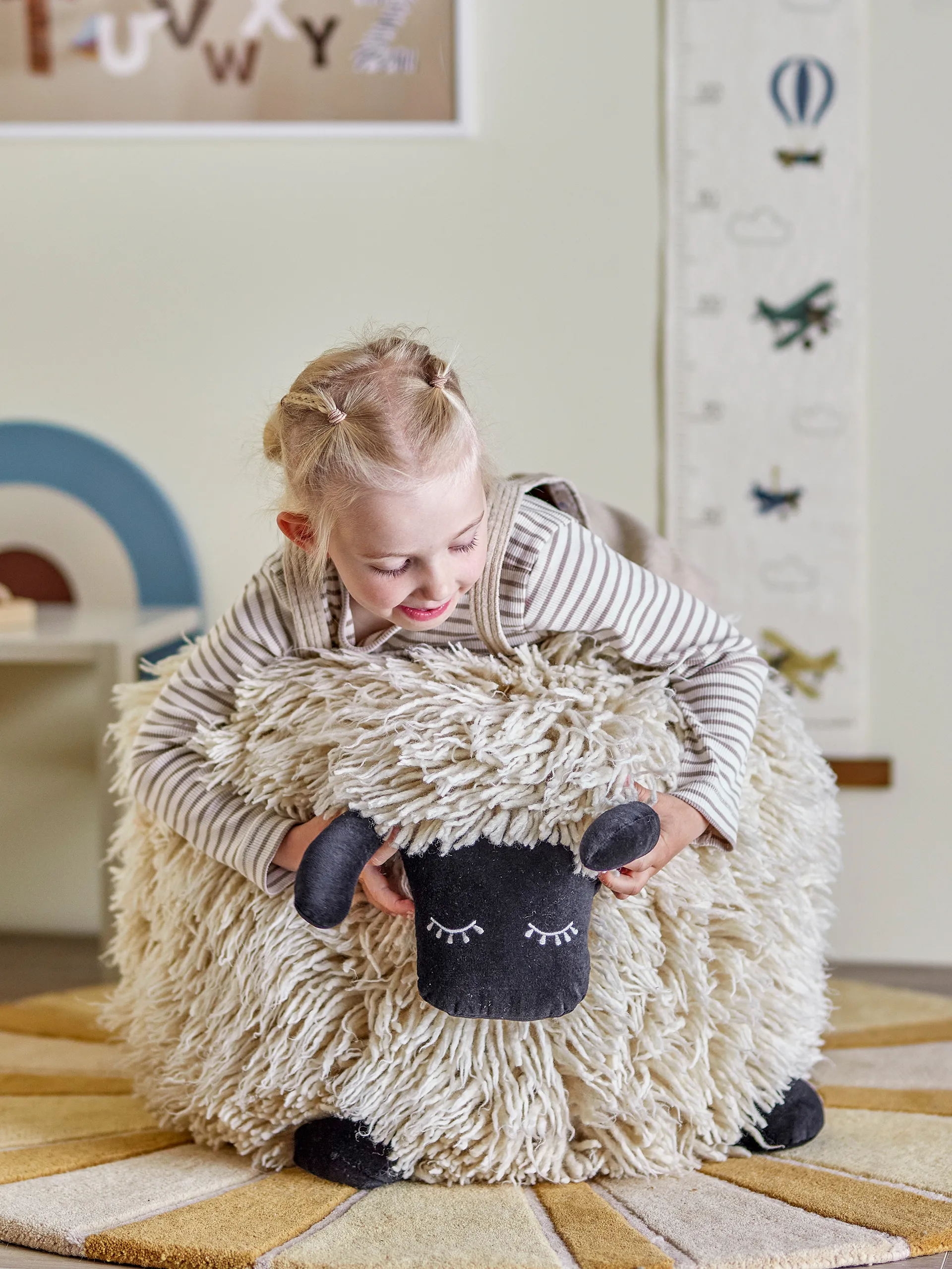 Pouf en laine Dolly 50x45 cm, Blanc Bloomingville