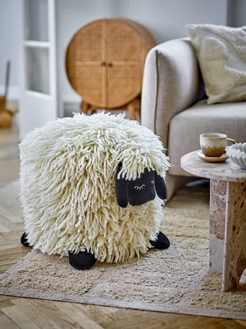 Pouf en laine Dolly 50x45 cm - Blanc - Bloomingville