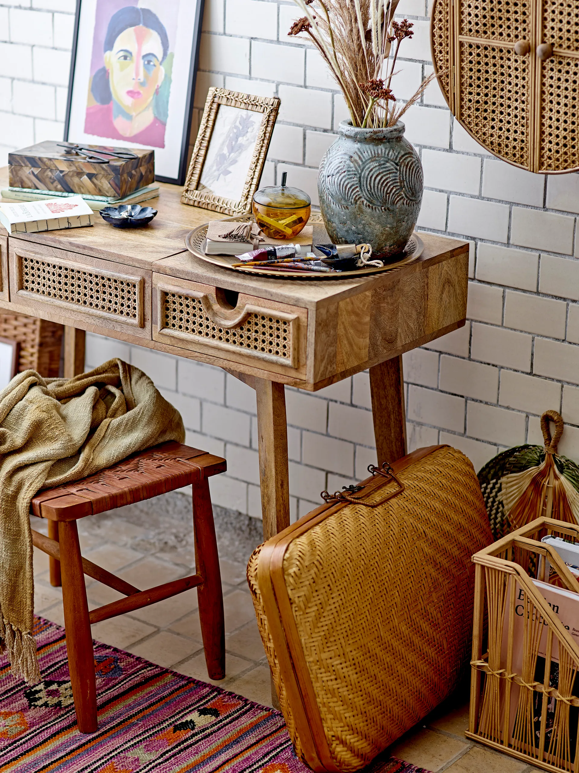 Rangement mural Otto Ø45x15 cm, Rotin Bloomingville