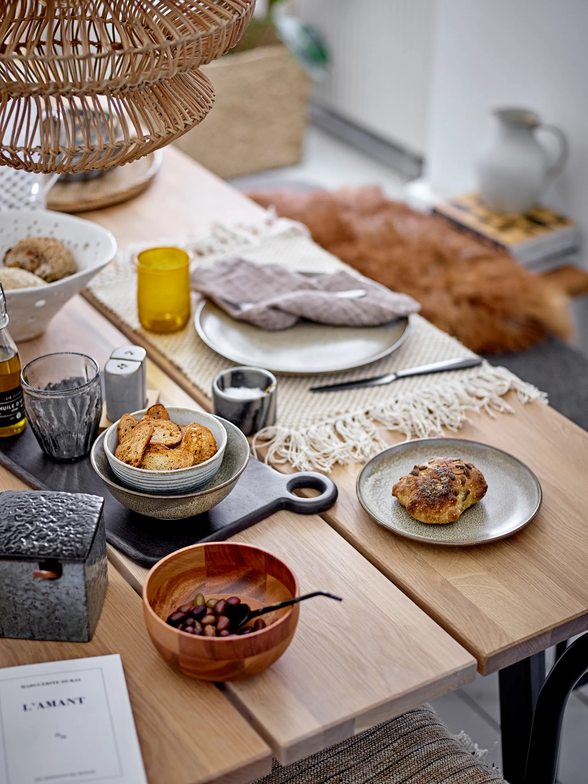 Salière et poivrière Josefine avec soucoupe, Gris Bloomingville