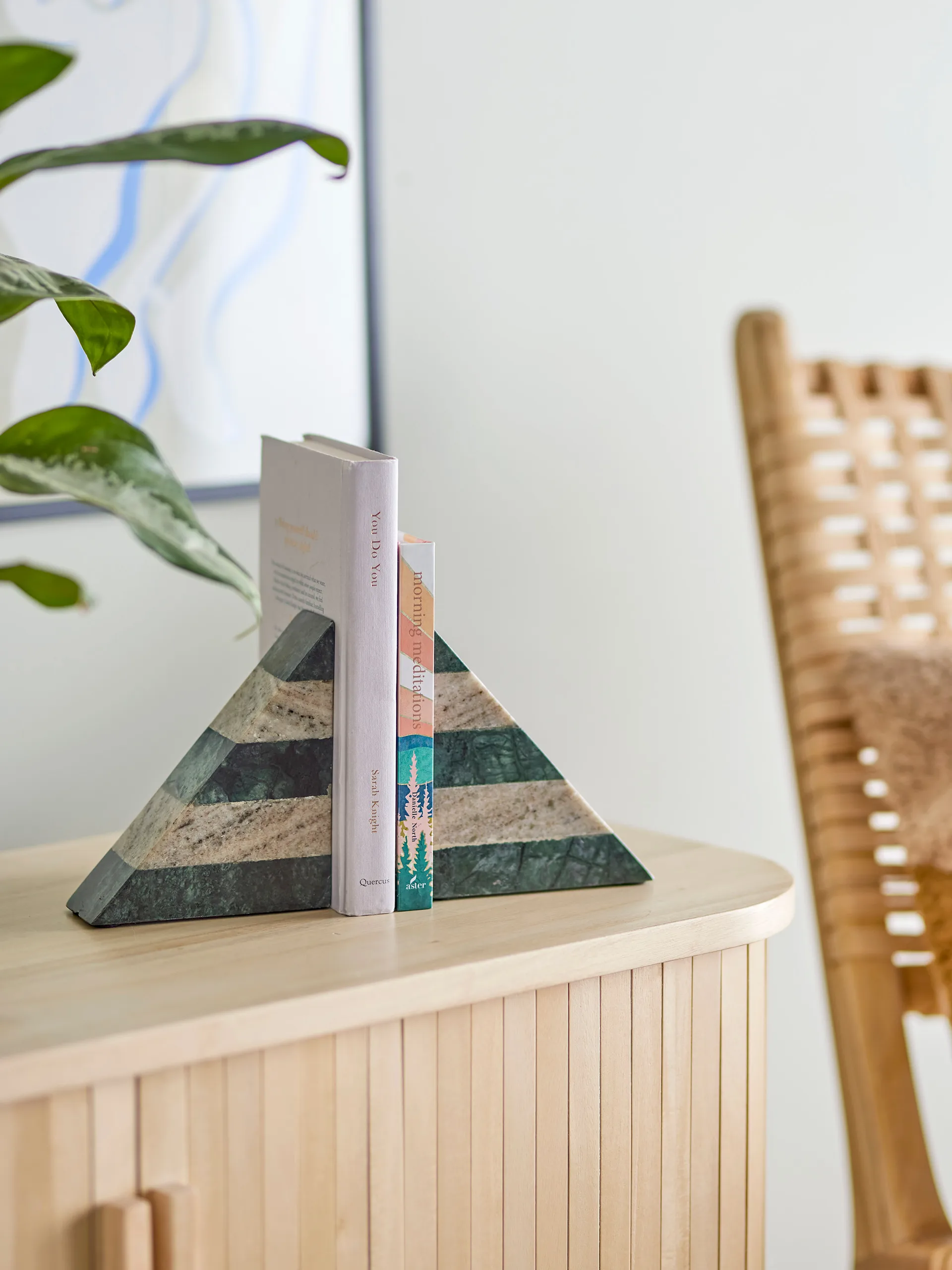 Serre-livres Abir 2 pièces, Marbre vert-blanc Bloomingville