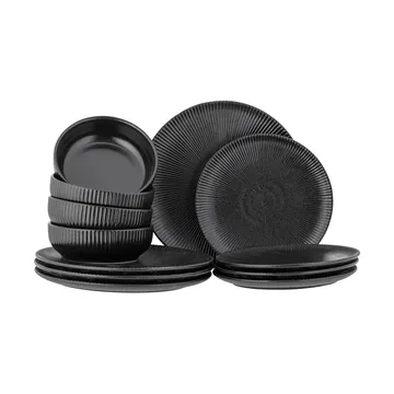 Service de vaisselle Neri 12 pièces - Noir - Bloomingville