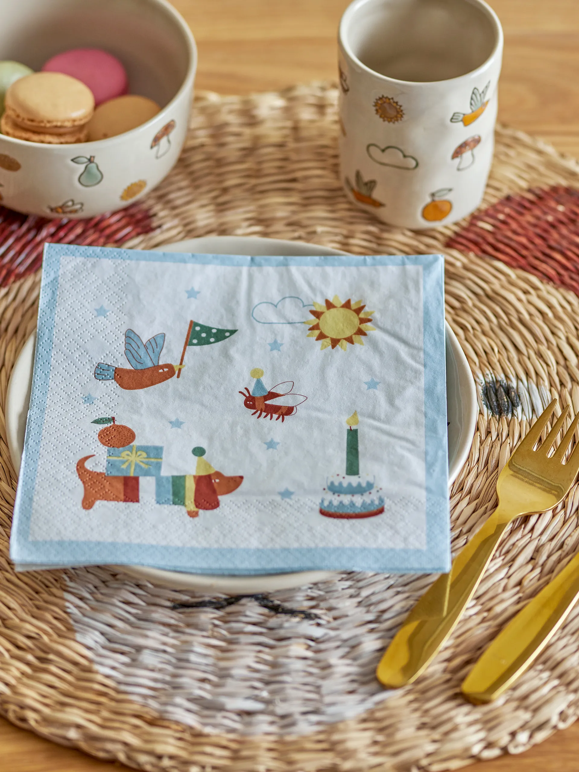 Serviette Charlie 33x33 cm Lot de 20, Blue Bloomingville