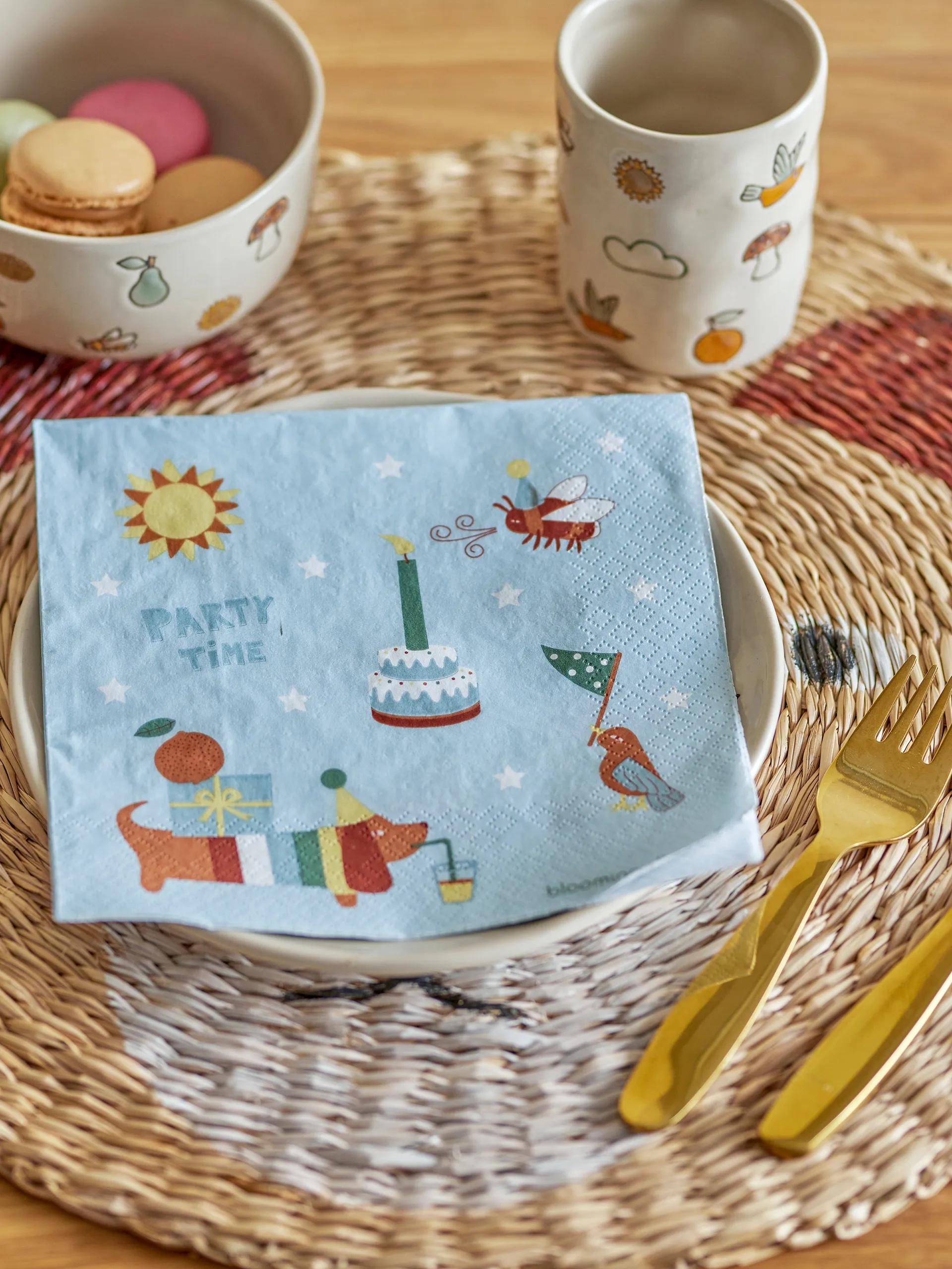 Serviette Charlie 33x33 cm Lot de 20, Blue Bloomingville