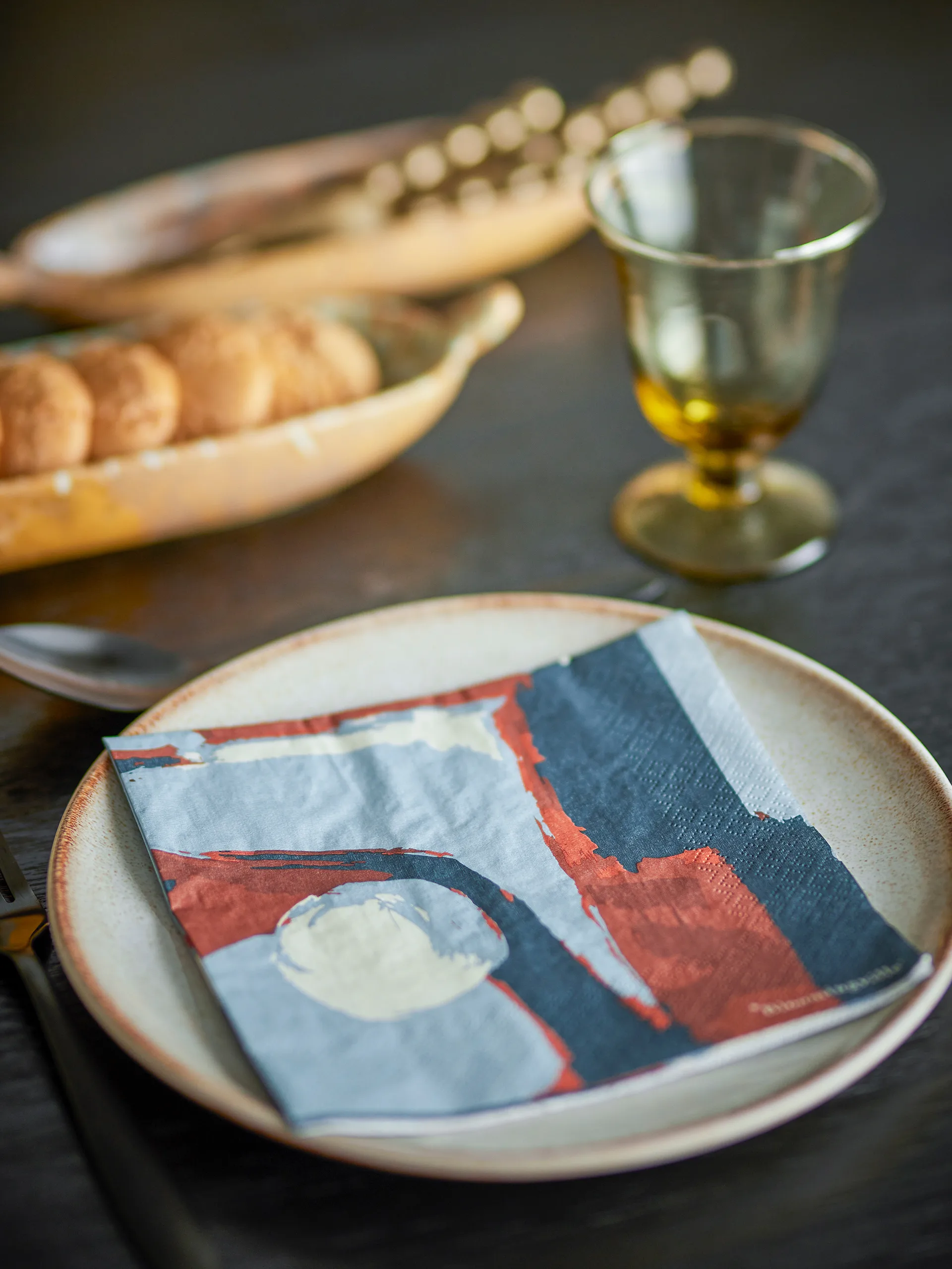 Serviette en papier Arty, lot de 20, Bleu Bloomingville