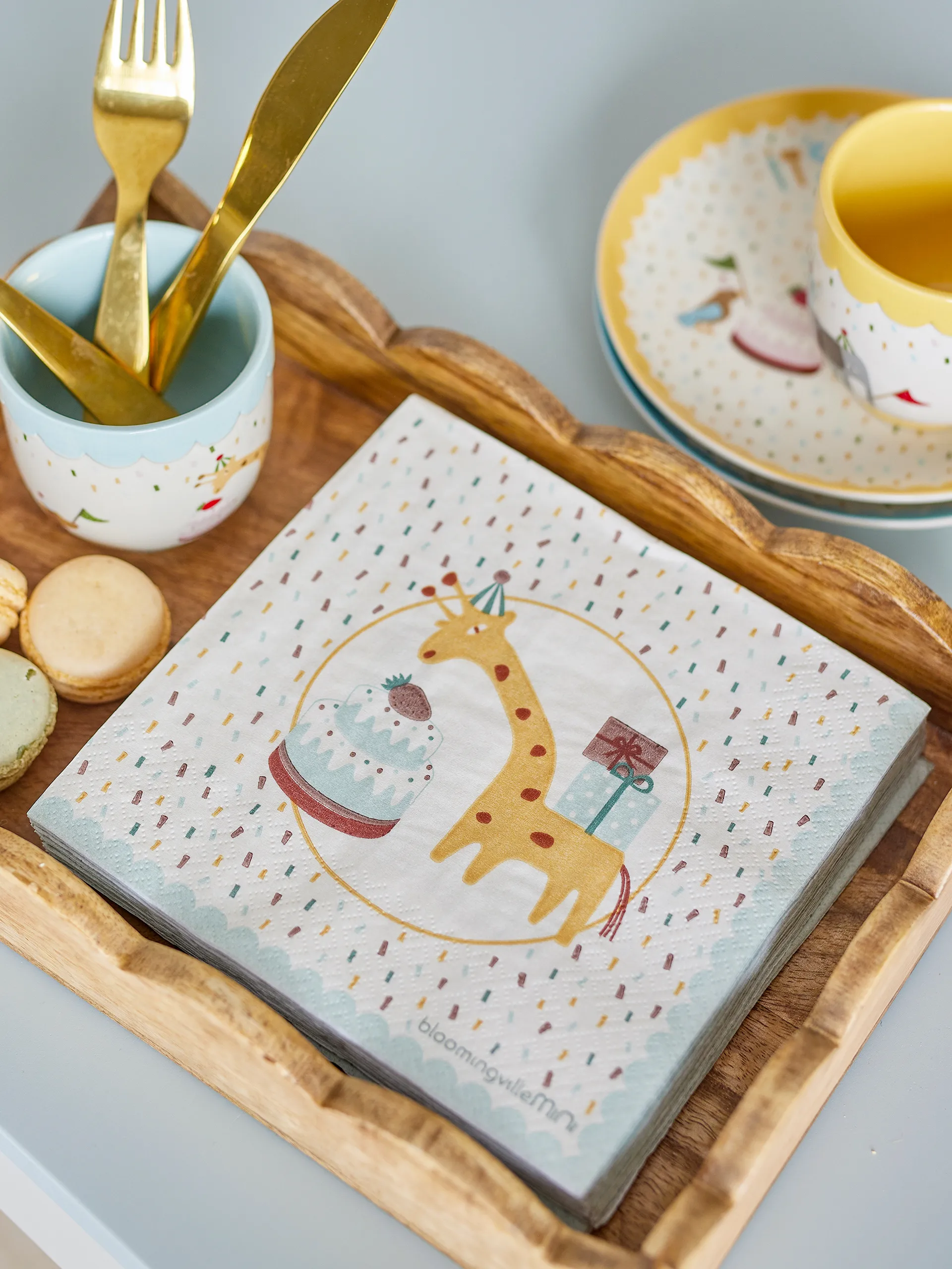 Serviette en papier Celebrate, lot de 20, Bleu Bloomingville