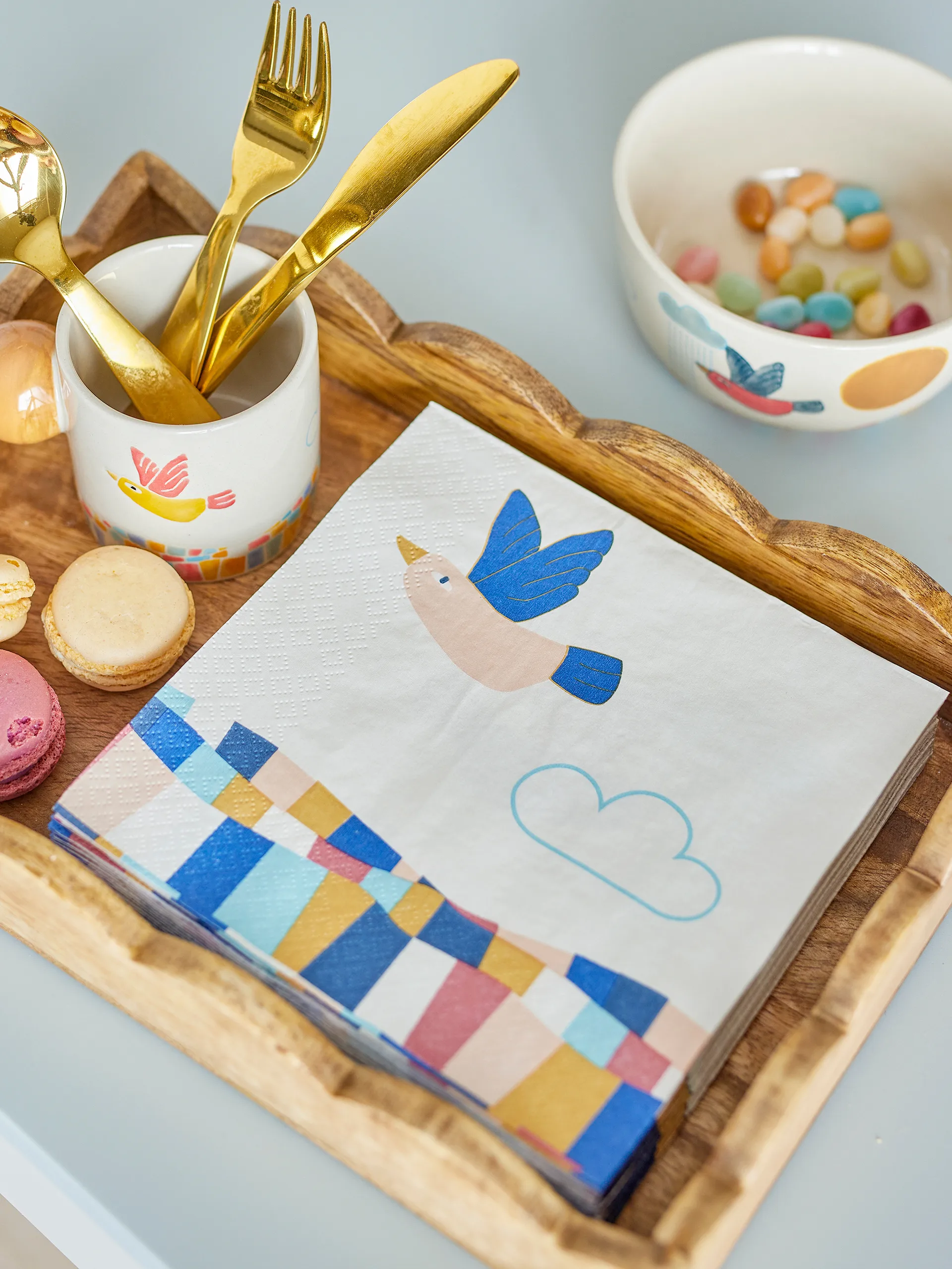 Serviette en papier Colorine, lot de 20, Naturel Bloomingville