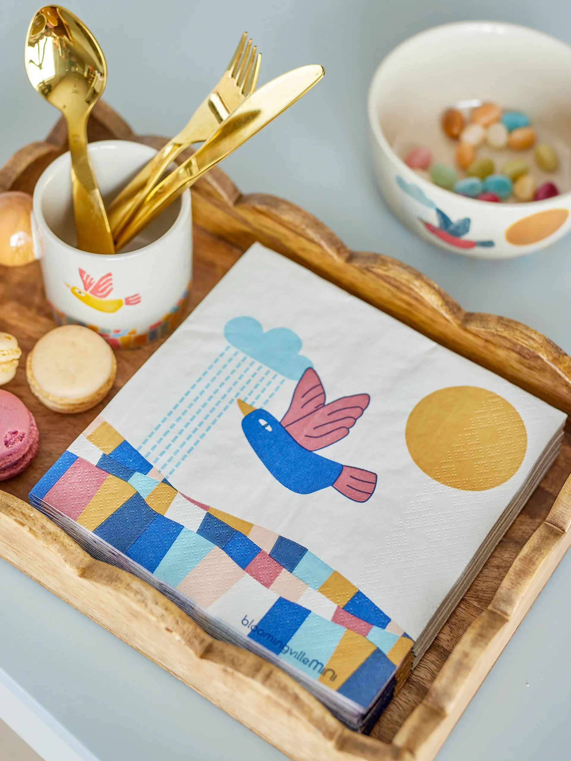 Serviette en papier Colorine, lot de 20, Naturel Bloomingville