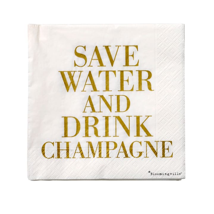 Serviettes en papier Save water Lot de 20 - 33x33 cm - Bloomingville