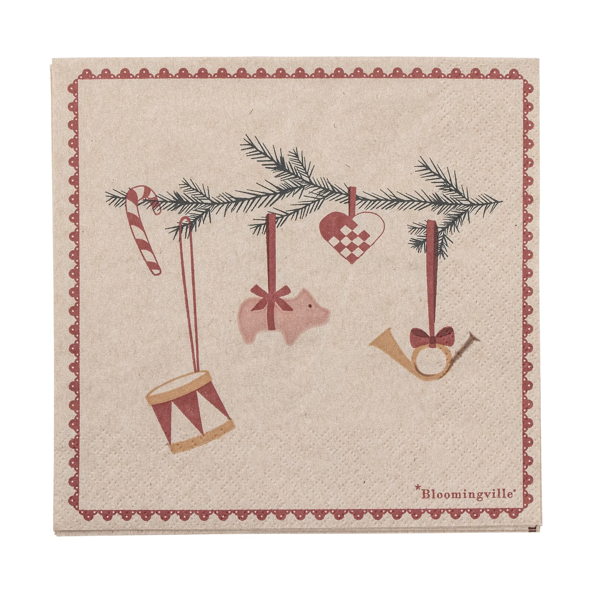 Serviettes en papier Yule 33x33 cm paquet de 20, Multi Bloomingville