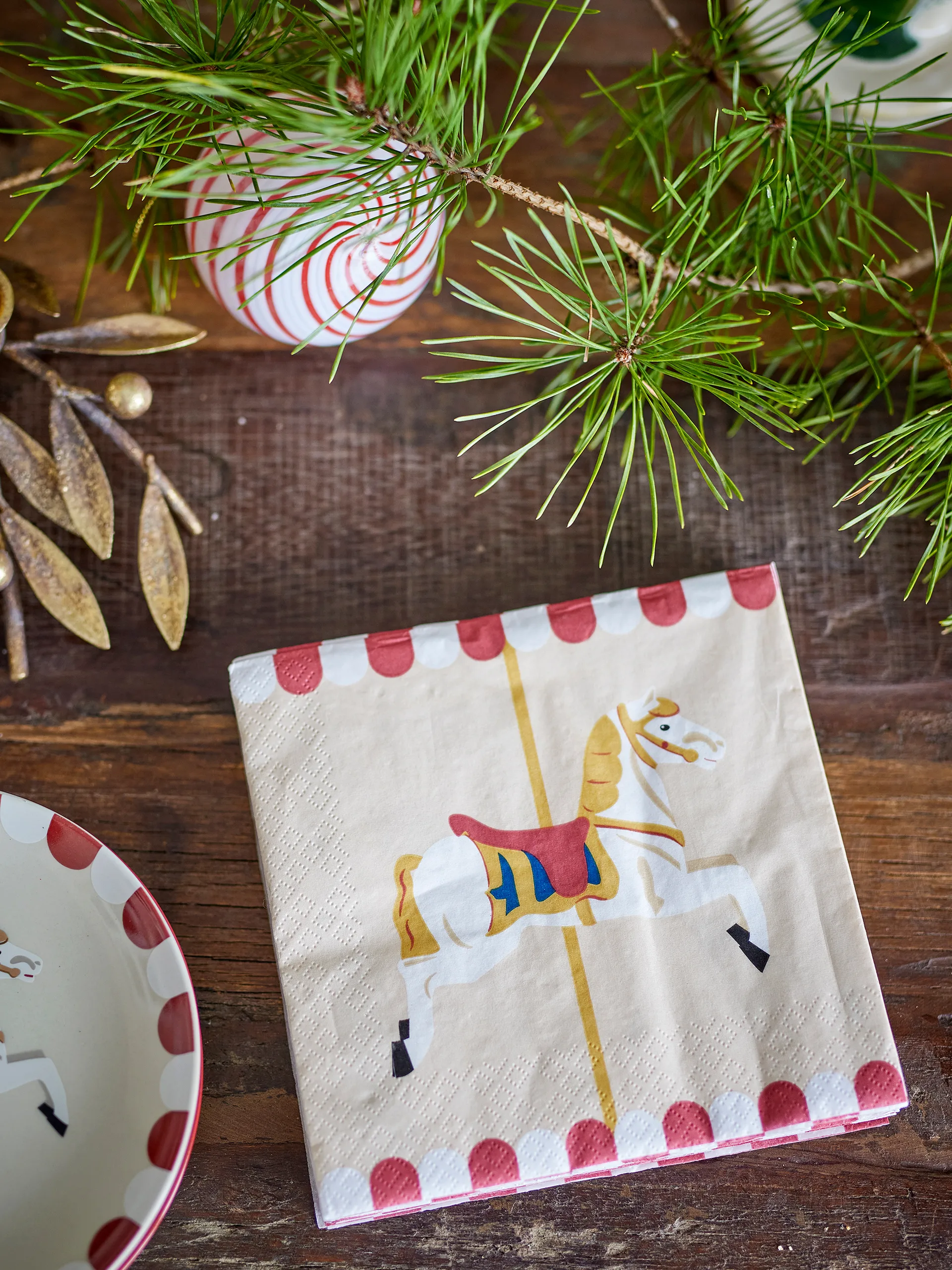 Serviettes Merry-go-round 33x33 cm, paquet de 20, Naturel Bloomingville