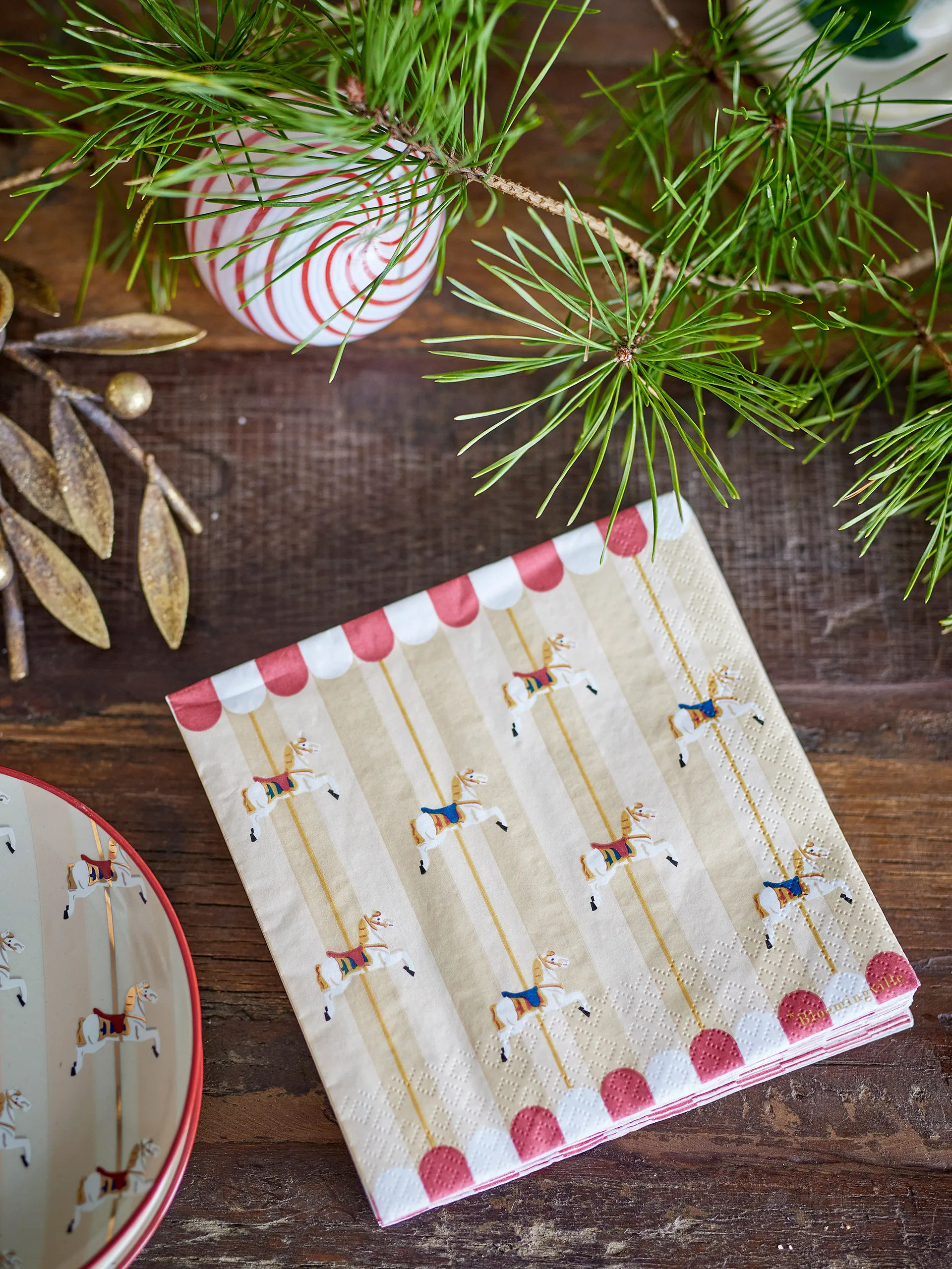 Serviettes Merry-go-round 33x33 cm, paquet de 20, Naturel Bloomingville