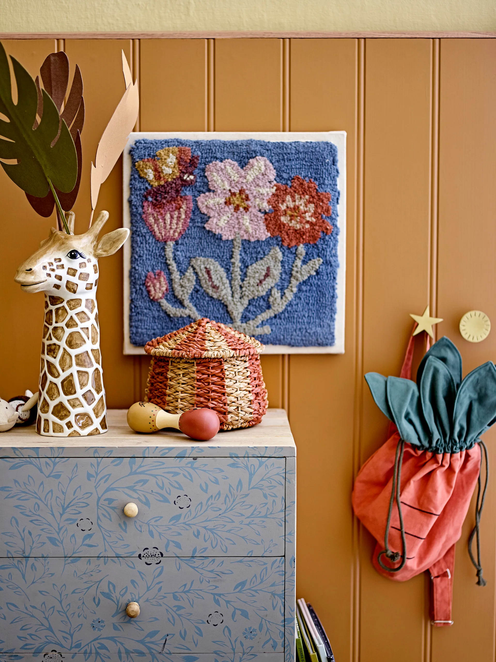 Set de 2 paniers avec couvercle Ruddi, Naturel-rouge Bloomingville