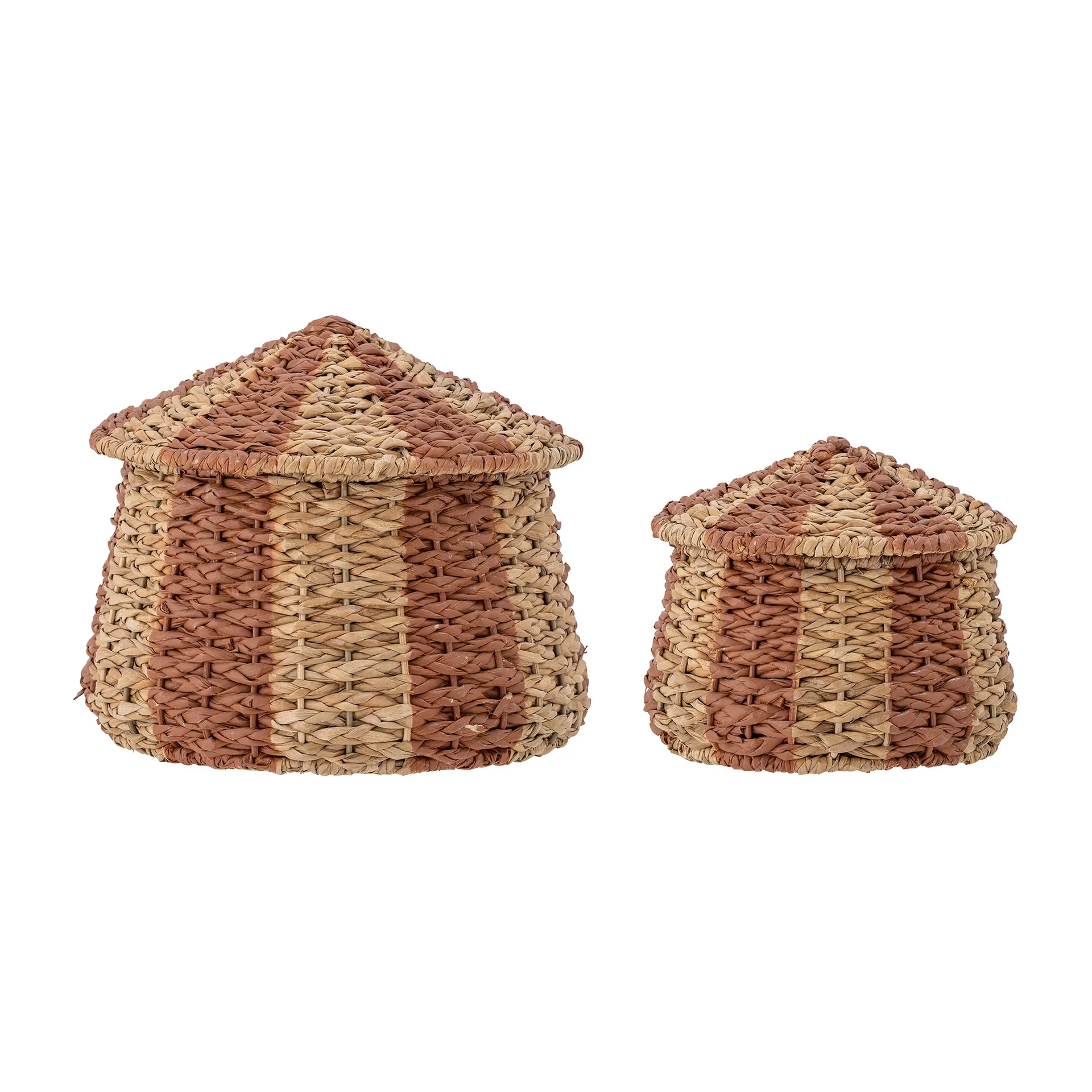 Set de 2 paniers avec couvercle Ruddi, Naturel-rouge Bloomingville