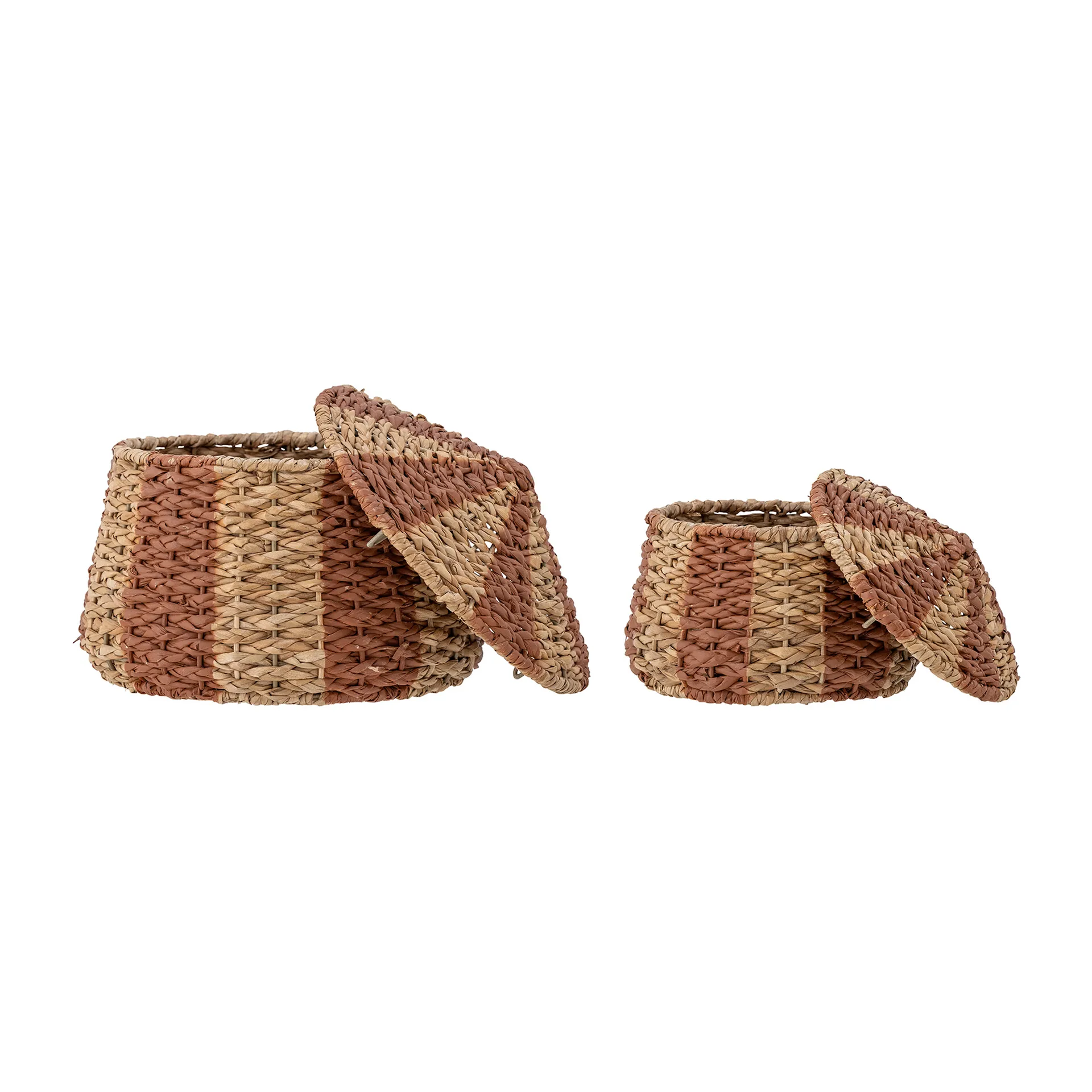 Set de 2 paniers avec couvercle Ruddi, Naturel-rouge Bloomingville