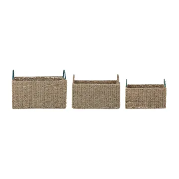 Set de 3 paniers Fenter - Naturel-vert - Bloomingville