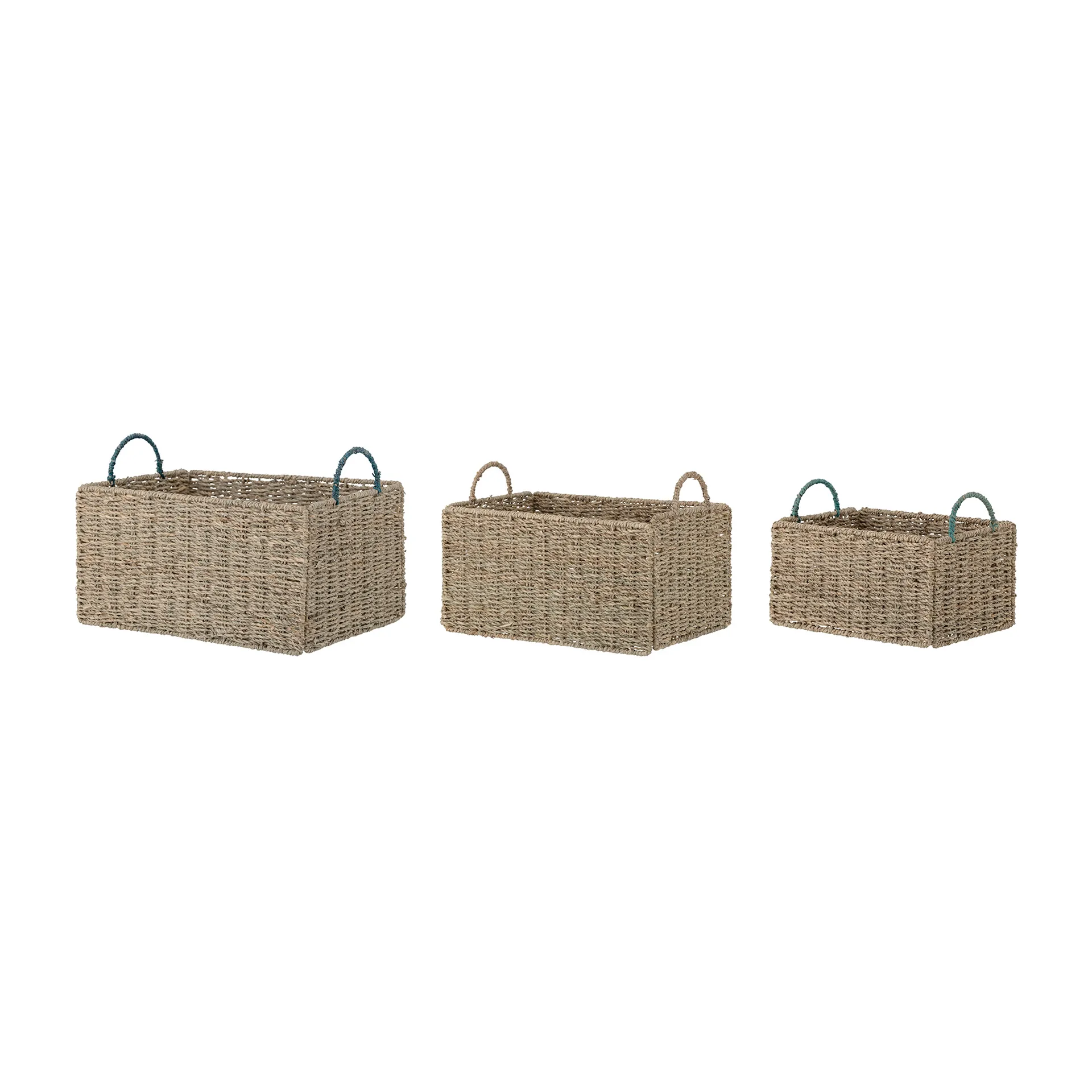 Set de 3 paniers Fenter, Naturel-vert Bloomingville