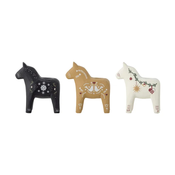 Siffer ljusstake - Noir-brun-blanc, 3 pièces, 10 cm - Bloomingville