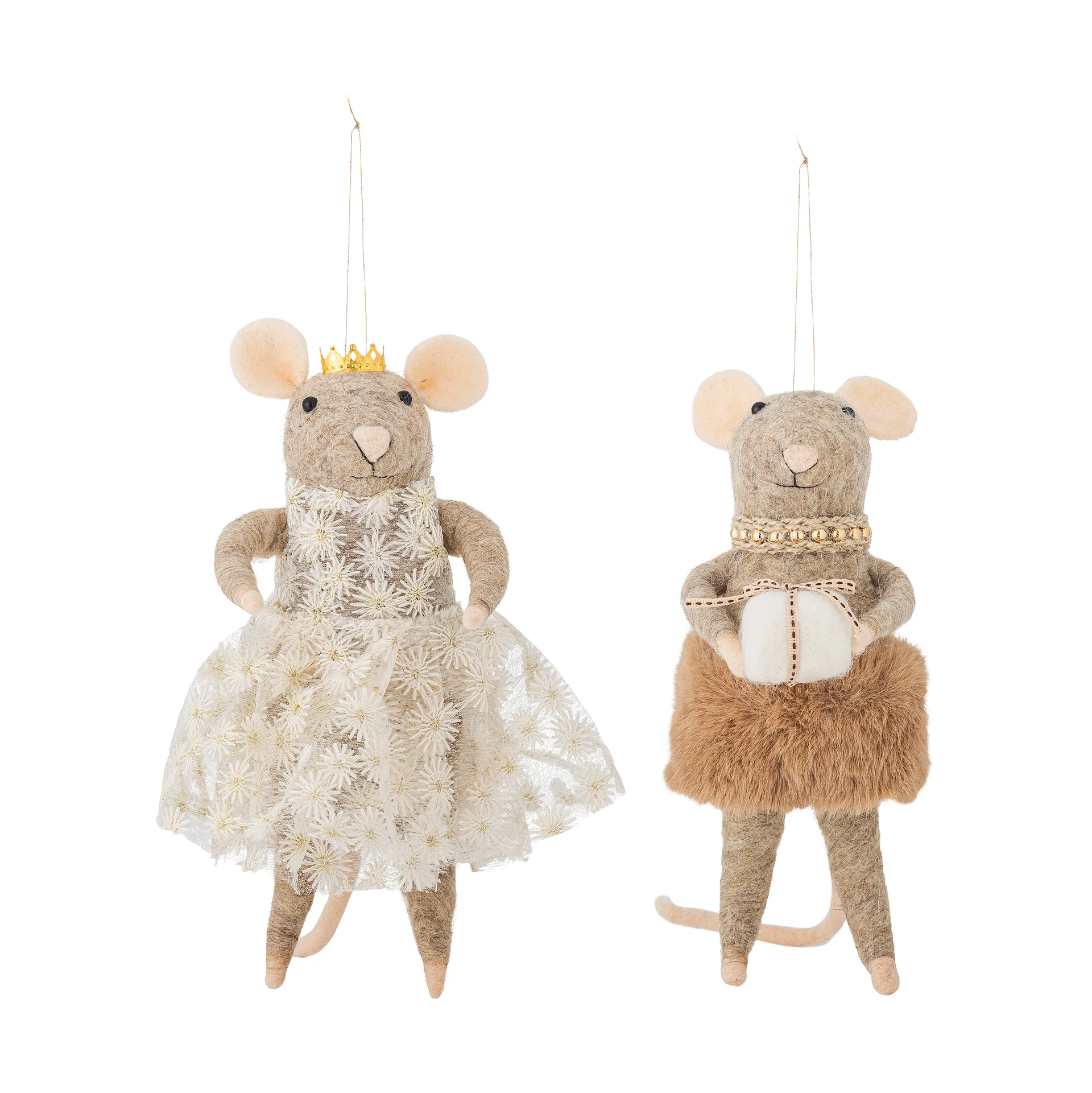 Suspension de sapin de Noël Peo laine 2 pièces, Brun, haut Bloomingville