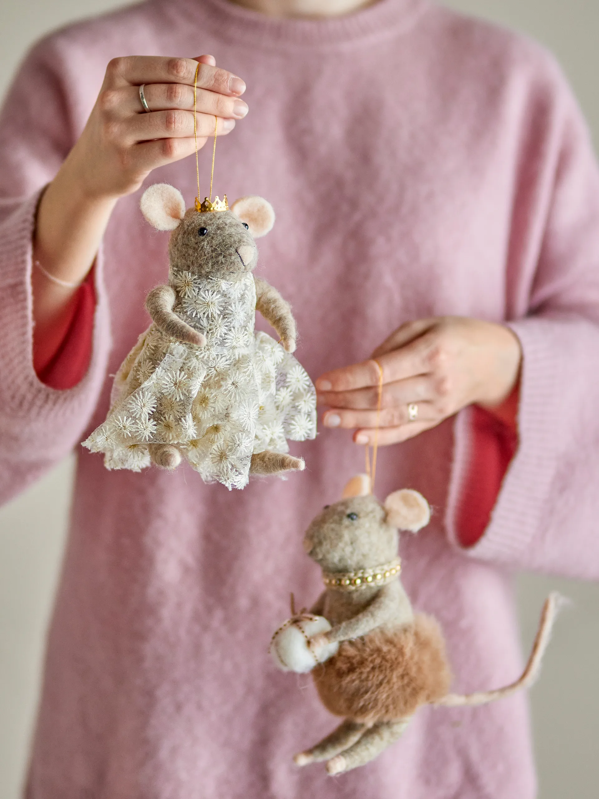 Suspension de sapin de Noël Peo laine 2 pièces, Brun, haut Bloomingville