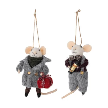 Suspension de sapin de Noël Peo laine 2 pièces - Gris-noir, 11 cm - Bloomingville