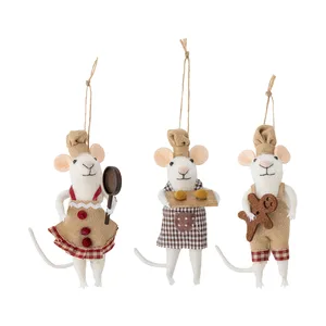 6 Boules De Noël En Feutre De Laine - Décorations Sapin 5 Cm, Avec Corde De Suspension, Lot Multicolore