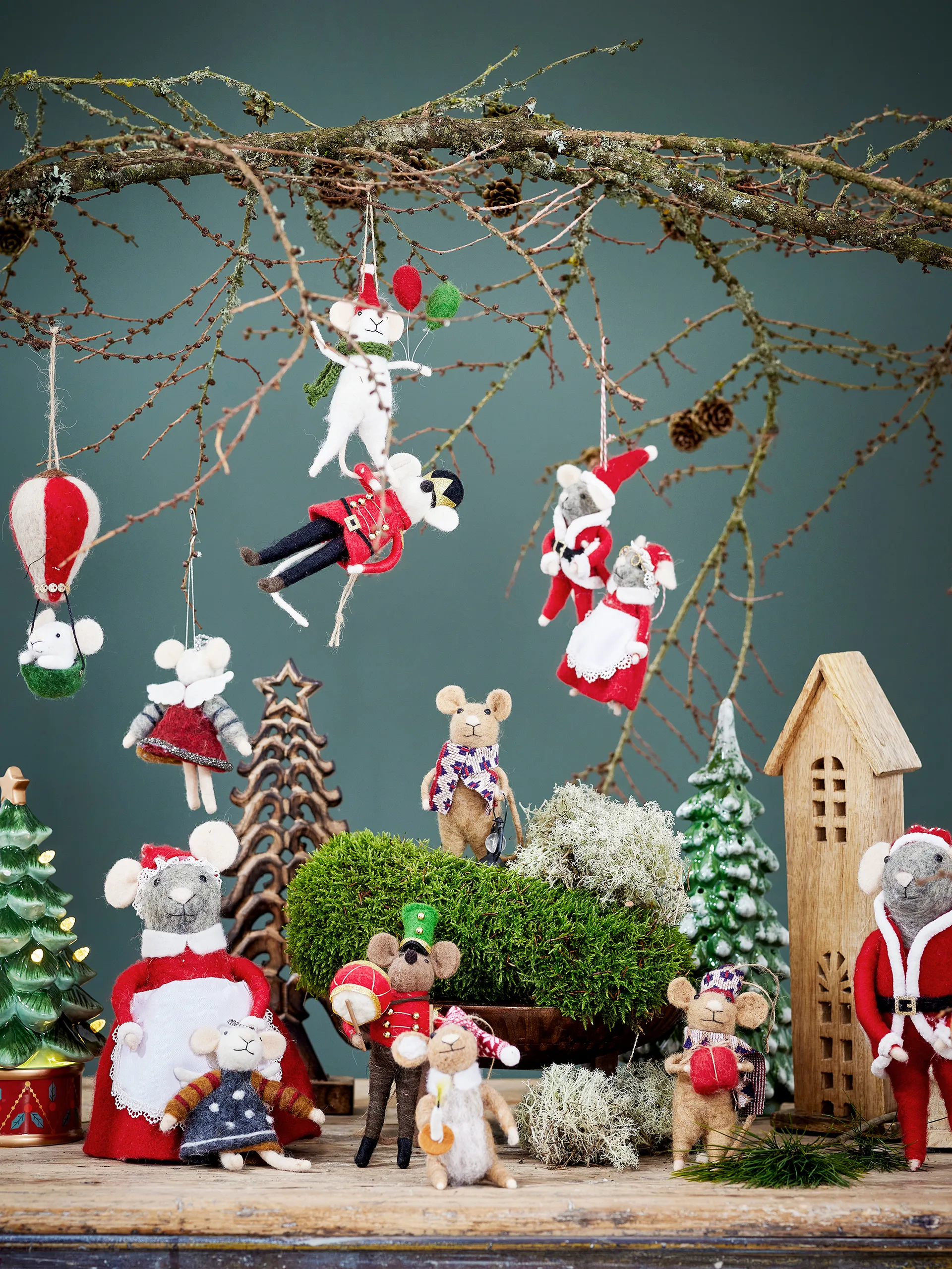 Suspension pour sapin en laine Peo, Vert Bloomingville