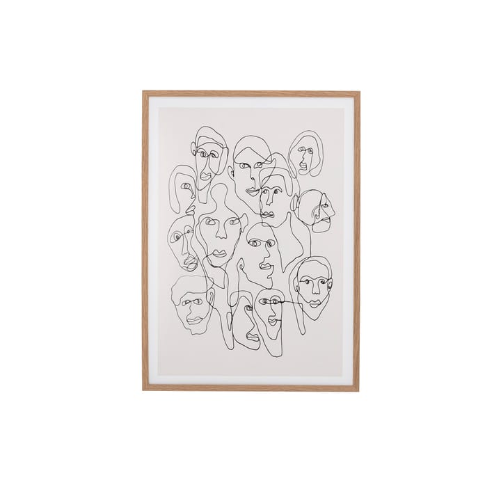 Tableau Chichi à motifs de visages, cadre en chêne - 52x72 cm - Bloomingville