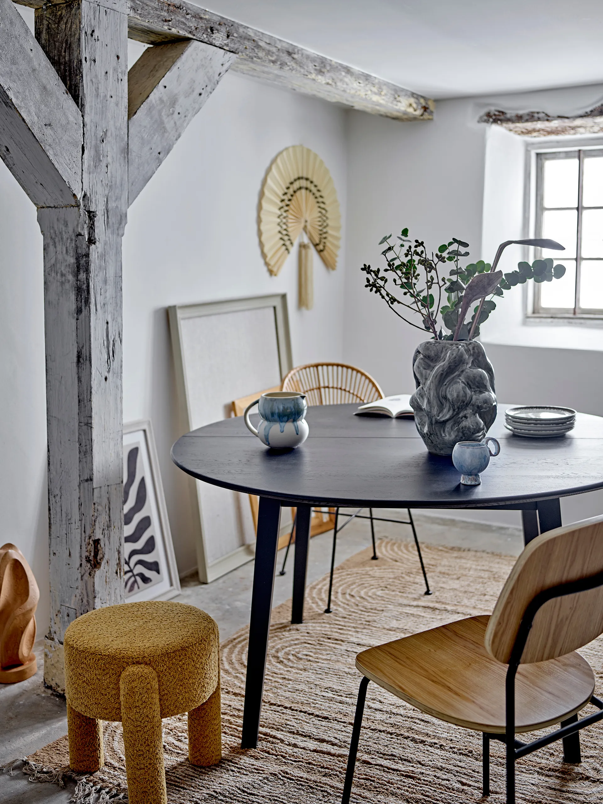 Tabouret Bruno Ø42 cm, Jaune Bloomingville