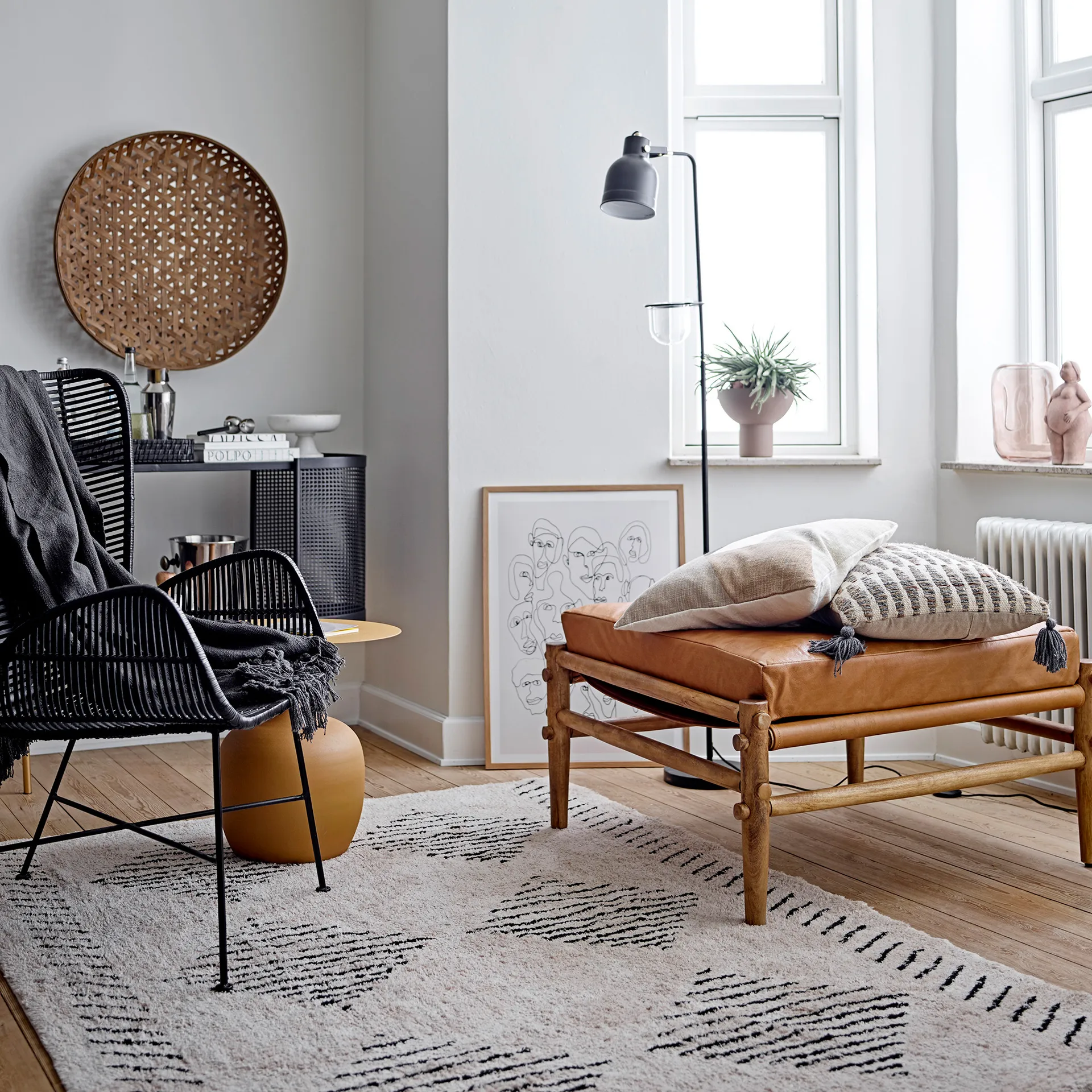 Tapis à motifs Jegor 140x200 cm, Nature Bloomingville