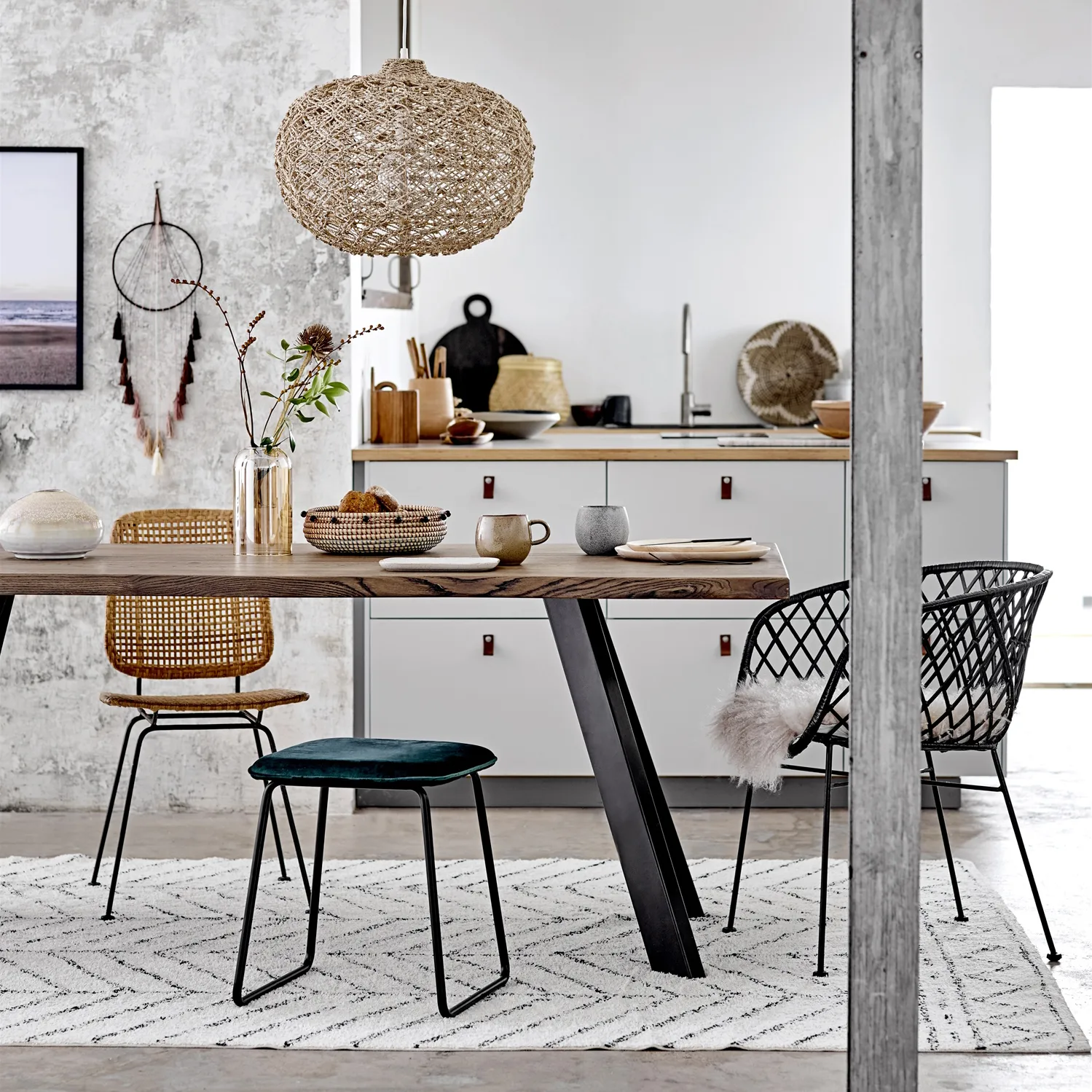 Tapis de coton à motif Bloomingville, Noir-blanc Bloomingville