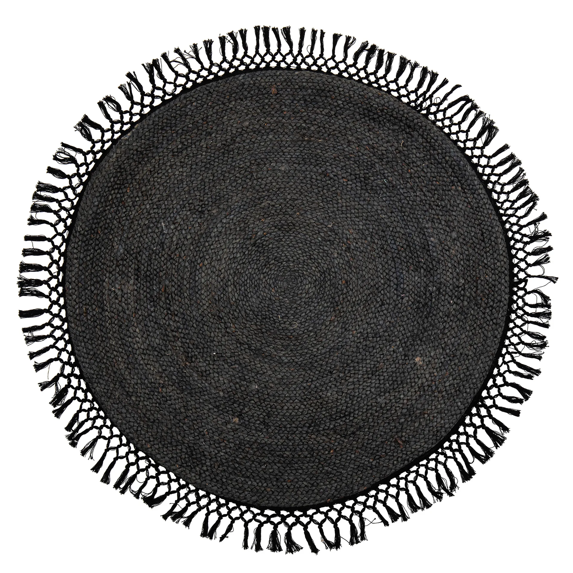 Tapis en jute à franges Bloomingville Ø122 cm, Noir Bloomingville