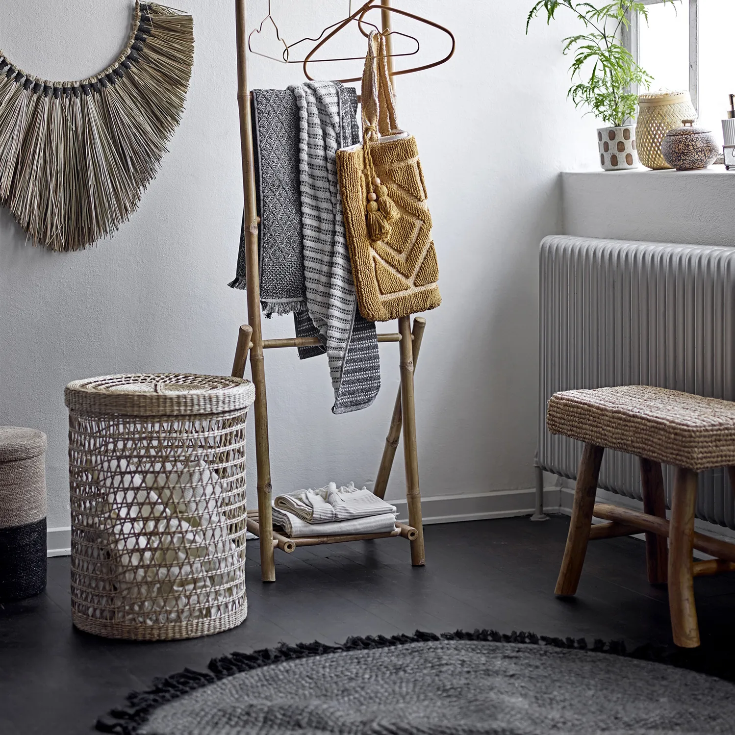 Tapis en jute à franges Bloomingville Ø122 cm, Noir Bloomingville