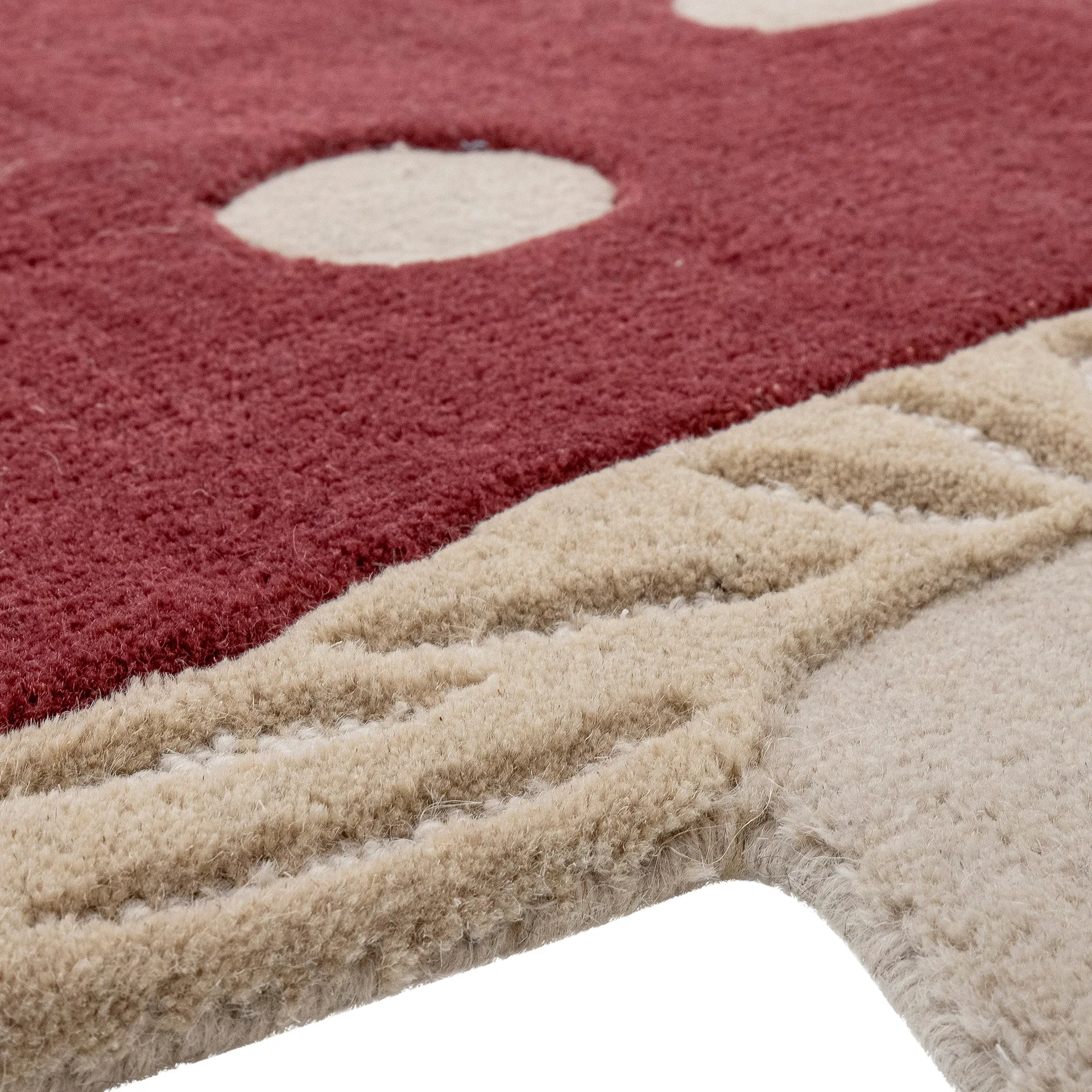 Tapis en laine Mushroom 85x90 cm, Rouge-blanc Bloomingville