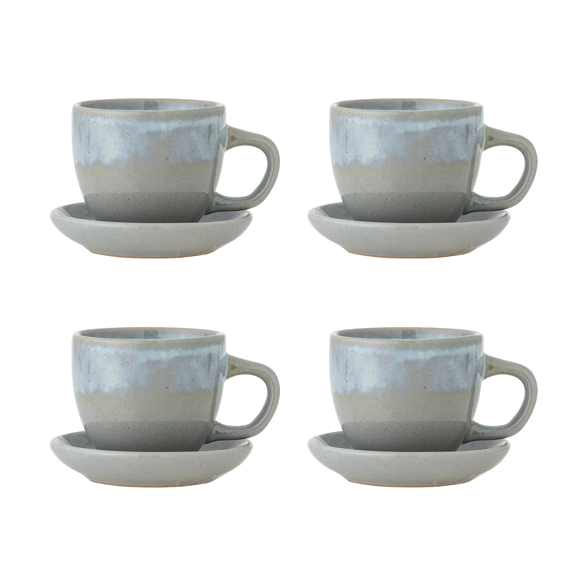 Tasse avec soucoupe Brenta, lot de 4, Bleu Bloomingville
