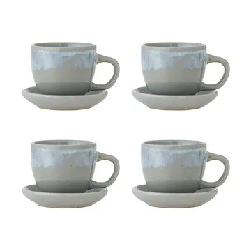 Tasse avec soucoupe Brenta, lot de 4 - Bleu - Bloomingville