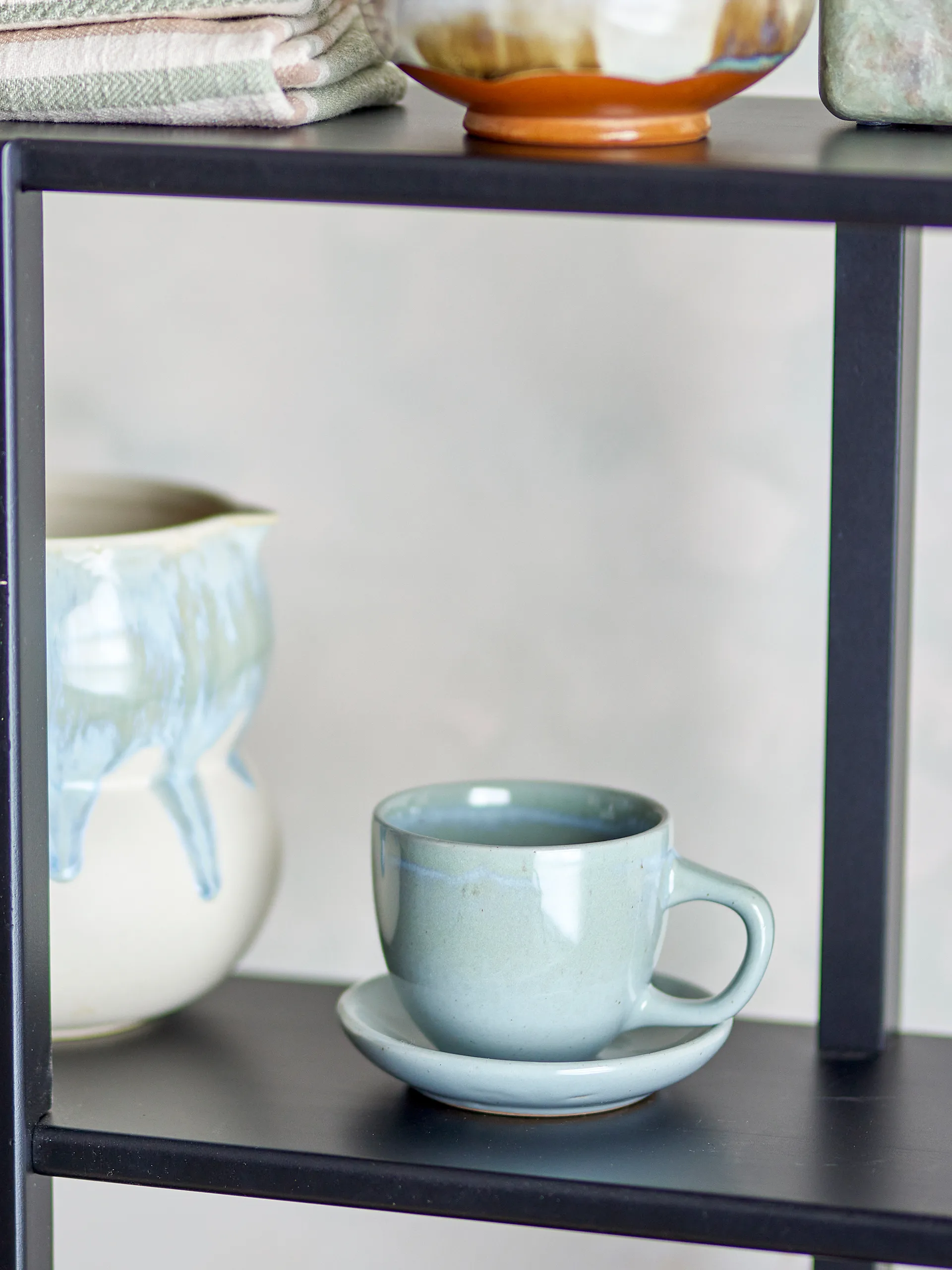 Tasse avec soucoupe Brenta, lot de 4, Bleu Bloomingville