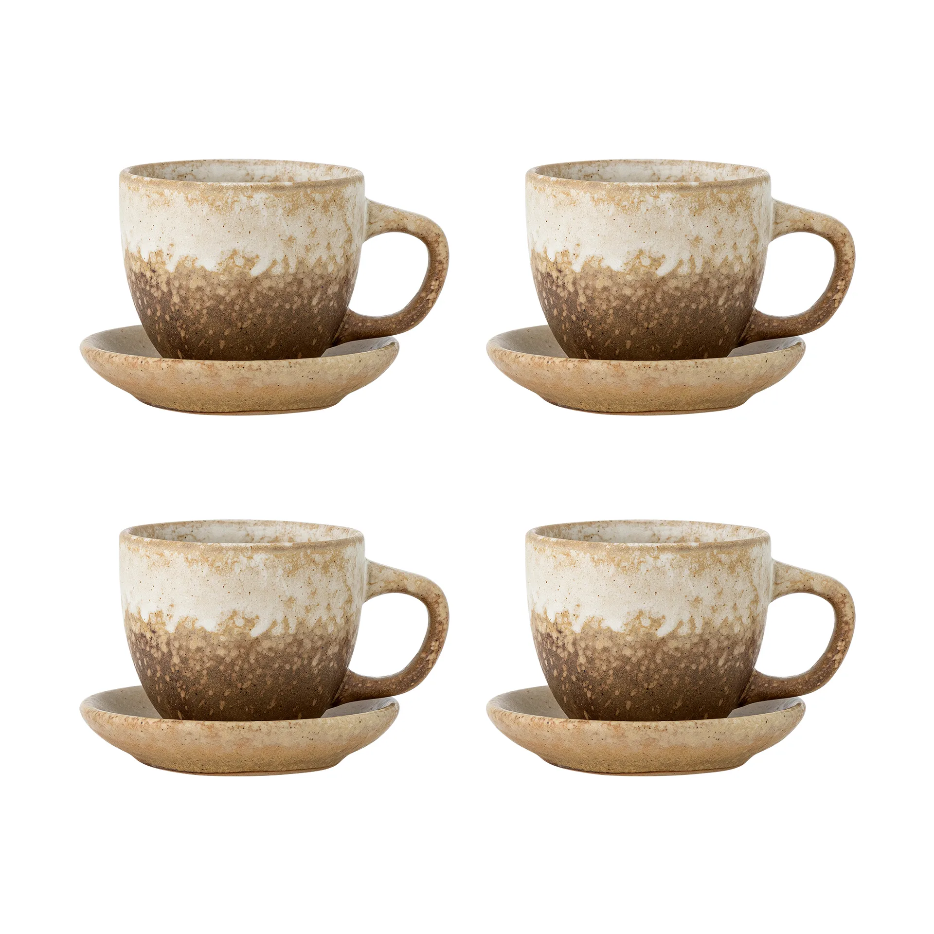 Tasse avec soucoupe Brenta, lot de 4, Naturel Bloomingville