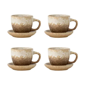 Tasse avec soucoupe Brenta, lot de 4 - Naturel - Bloomingville