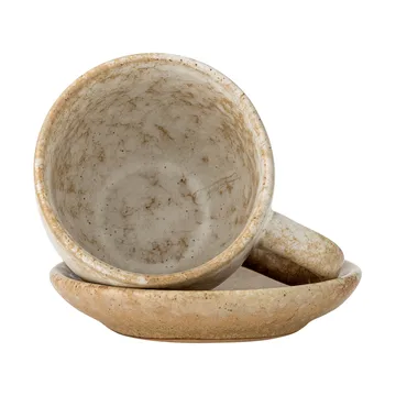 Tasse avec soucoupe Brenta, lot de 4 - Naturel - Bloomingville