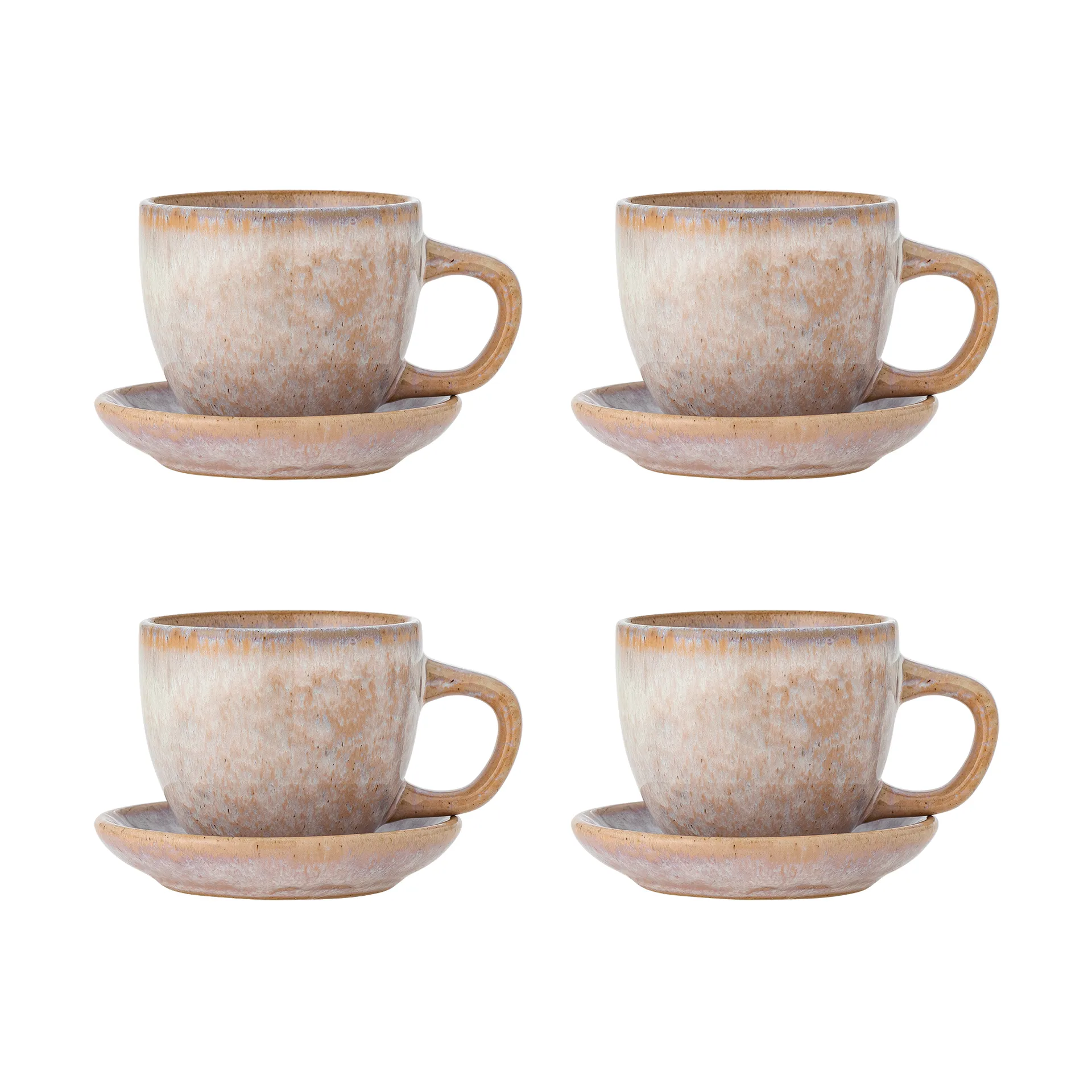 Tasse avec soucoupe Brenta, lot de 4, Rose Bloomingville