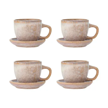 Tasse avec soucoupe Brenta, lot de 4 - Rose - Bloomingville